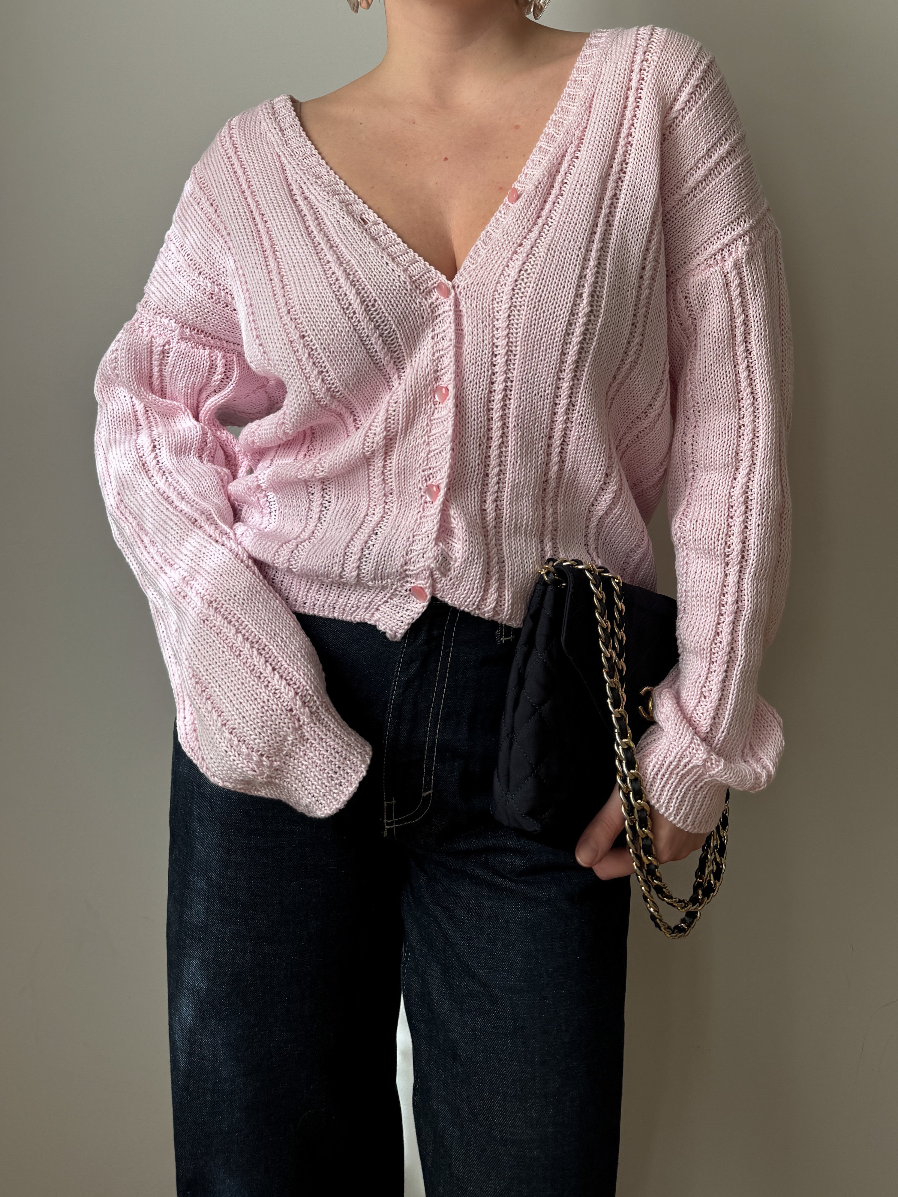 Pure cotton pink cardigan