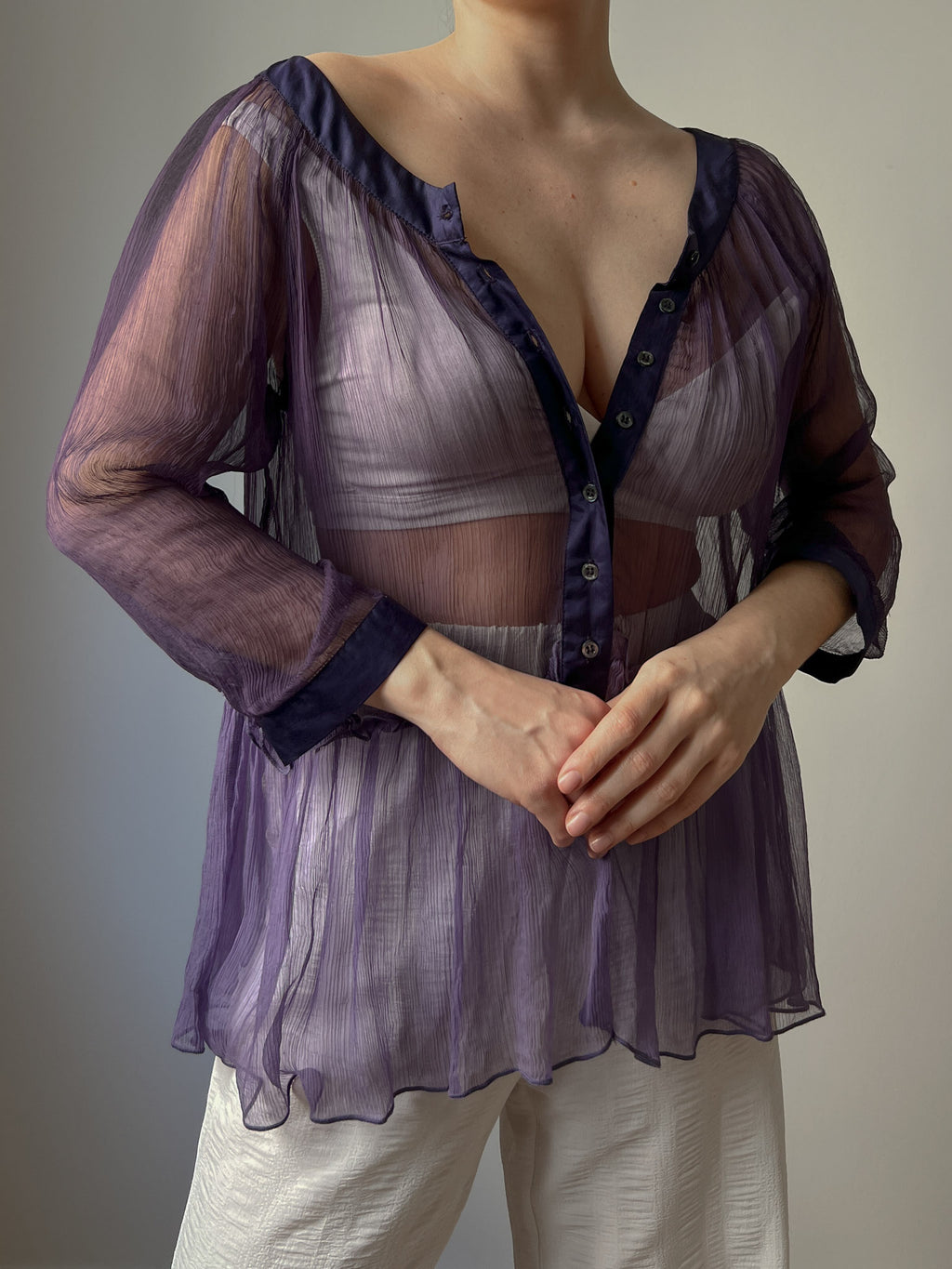 Seventy pure silk purple blouse