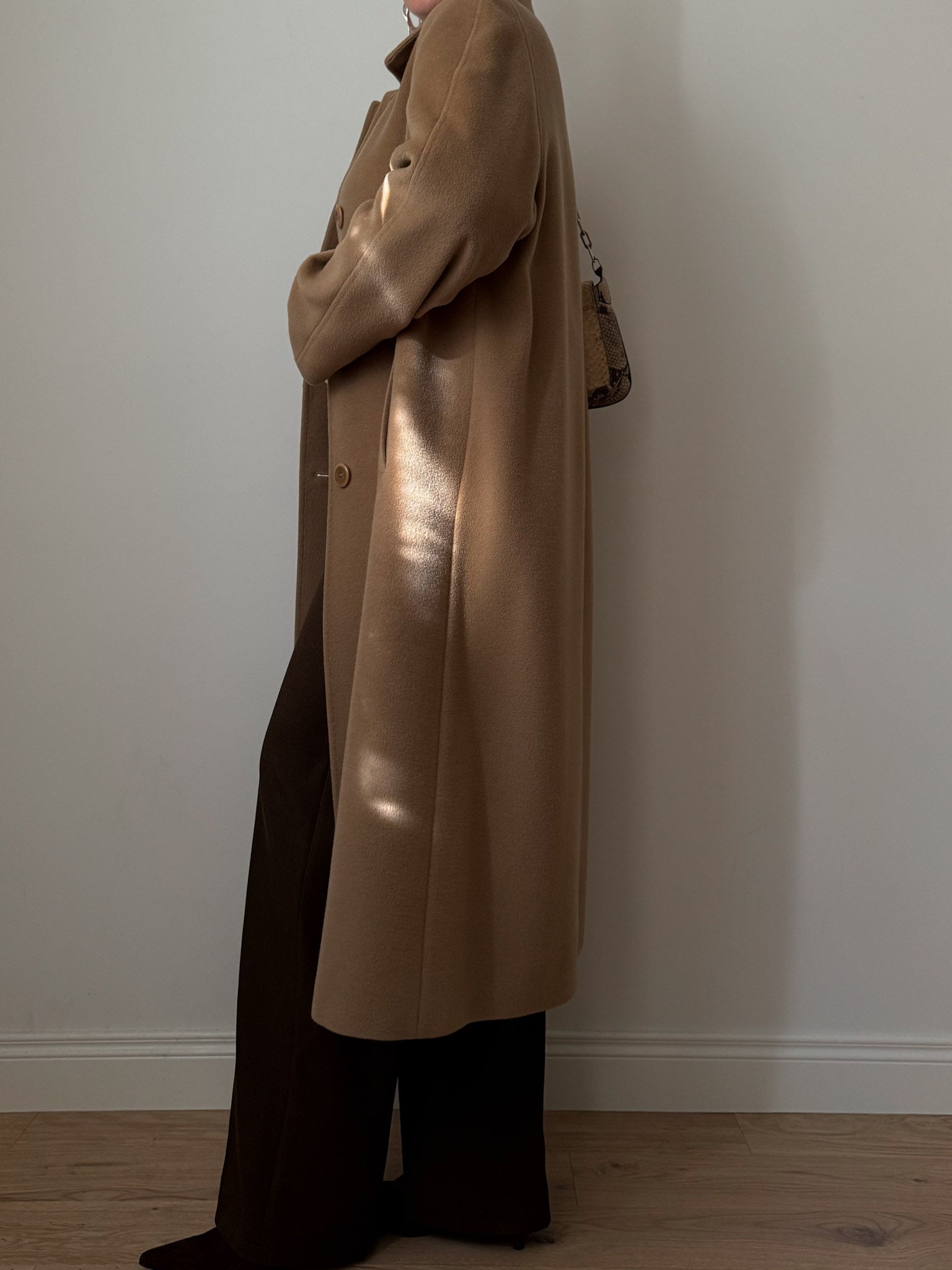 Pure wool camel long coat
