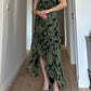 Pure silk black and green dress