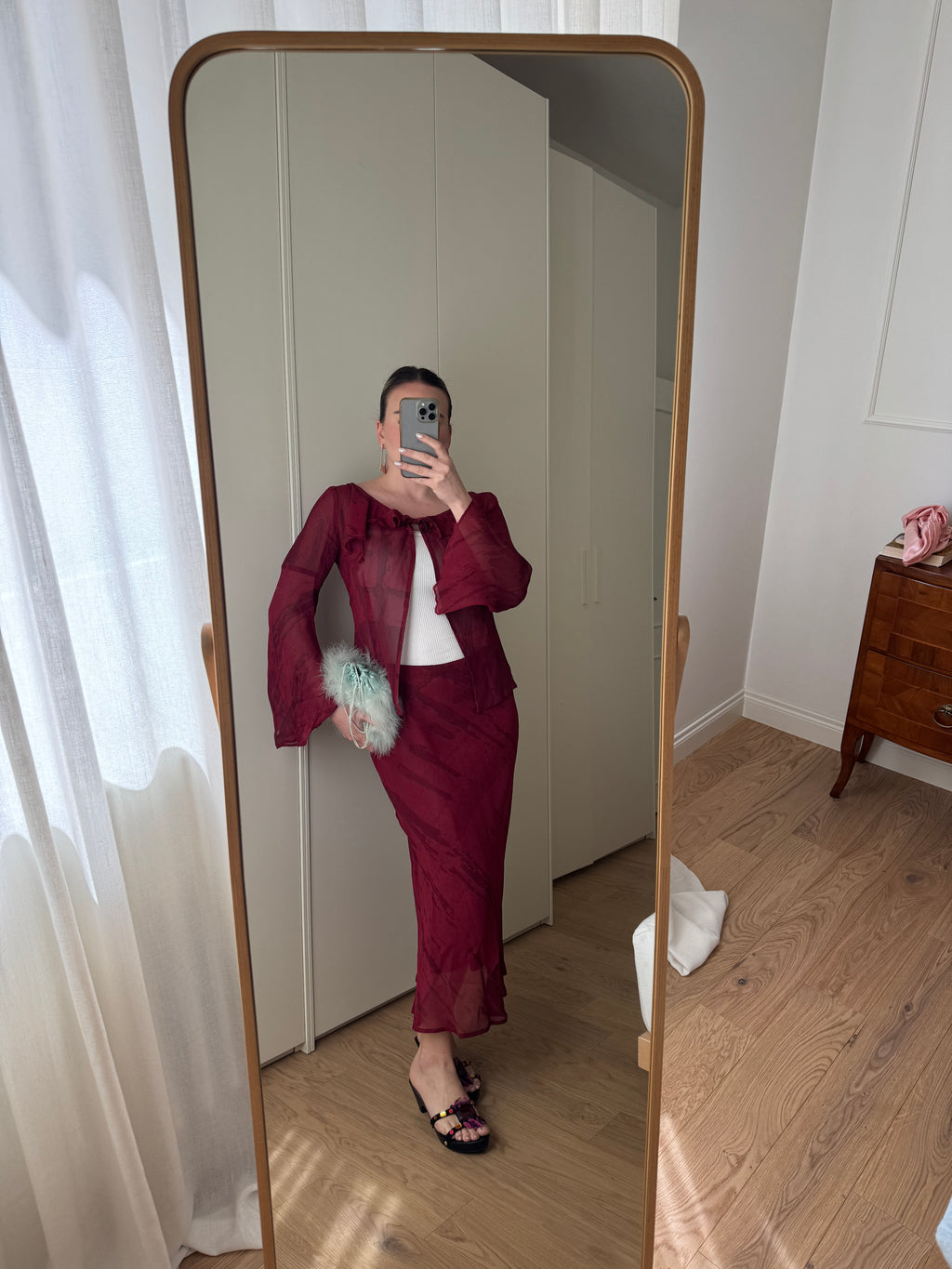 Completo in viscosa bordeaux