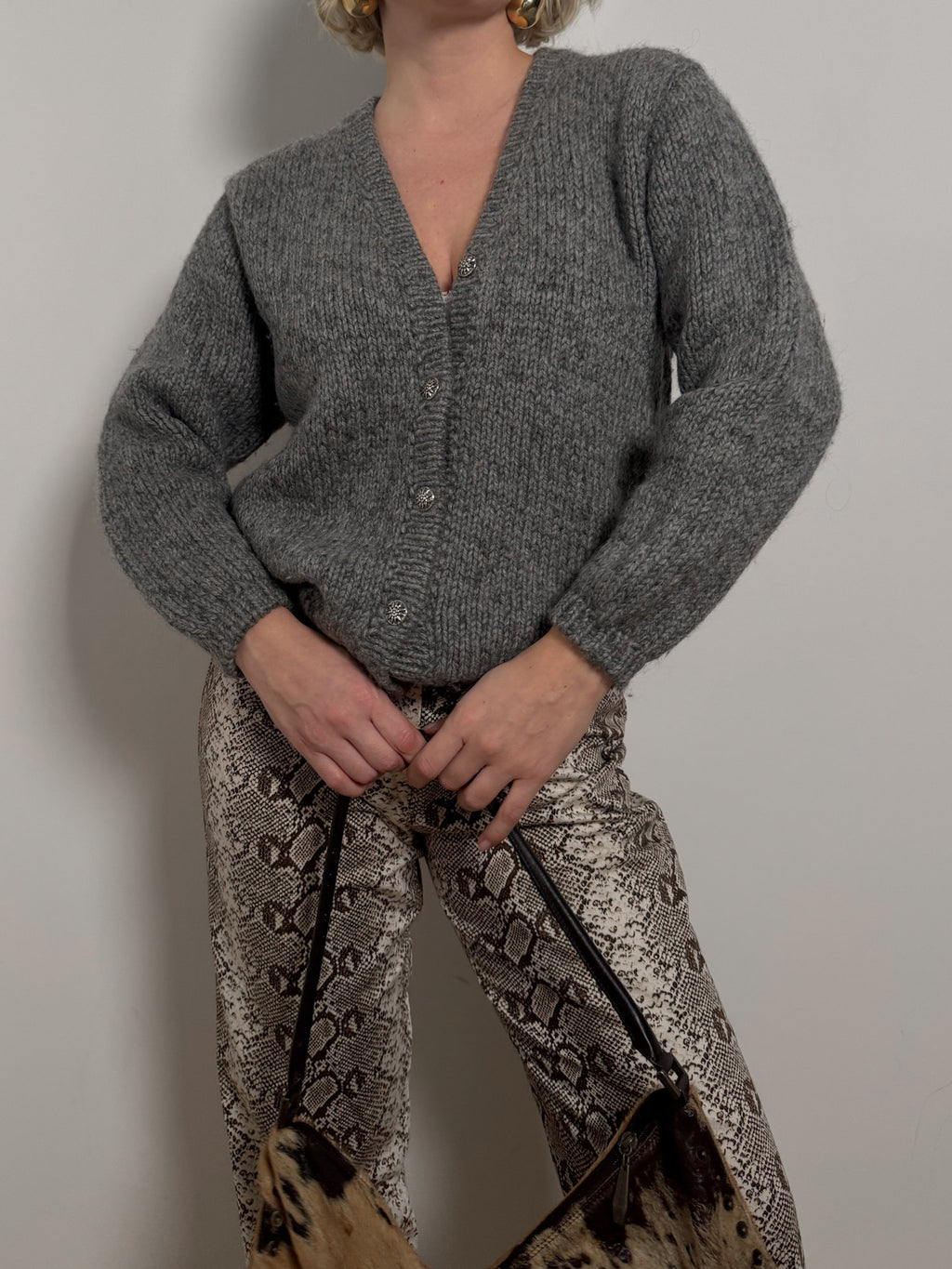 Pure wool grey cardigan