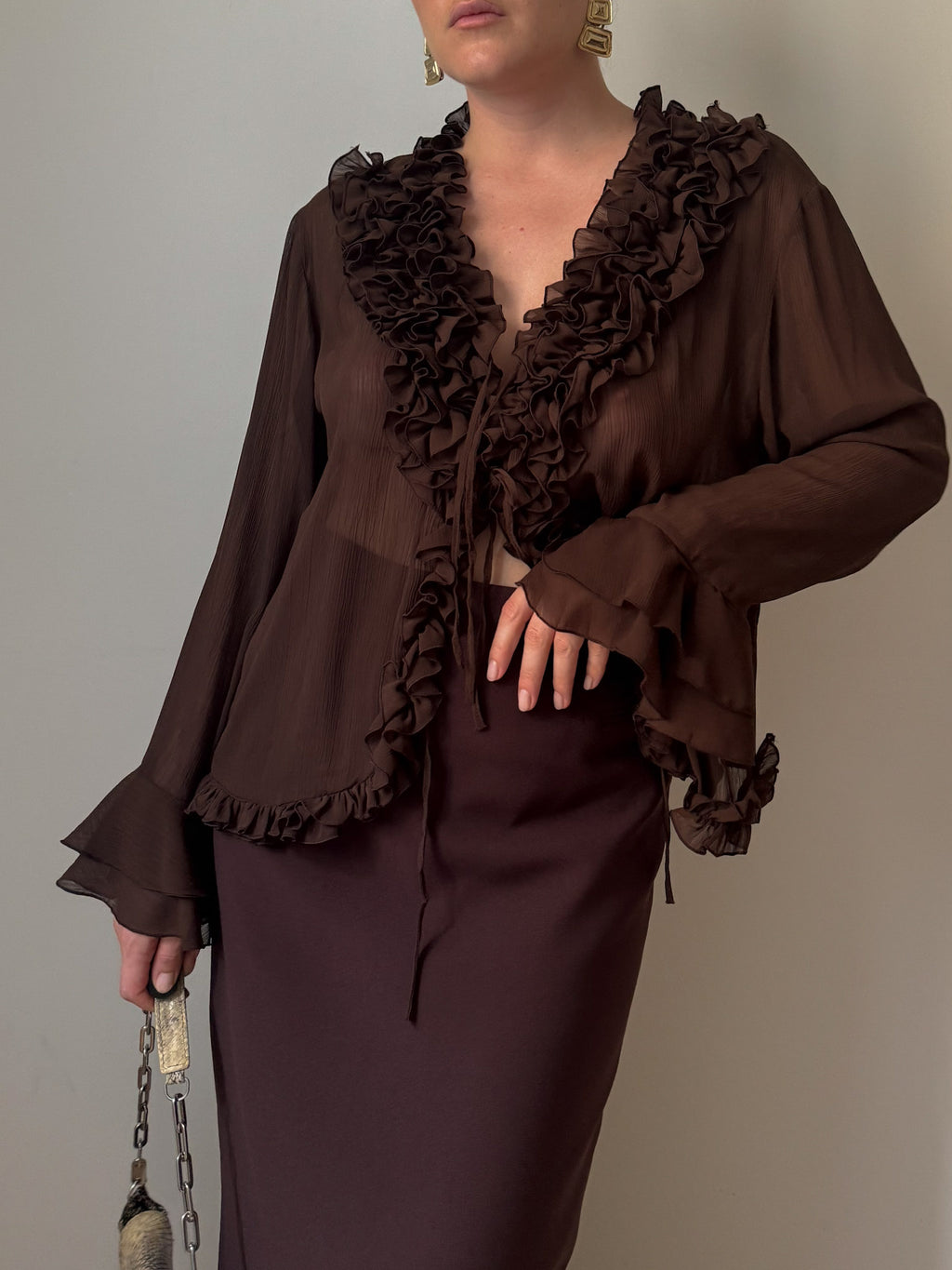 Silk ad viscose chocolate blouse