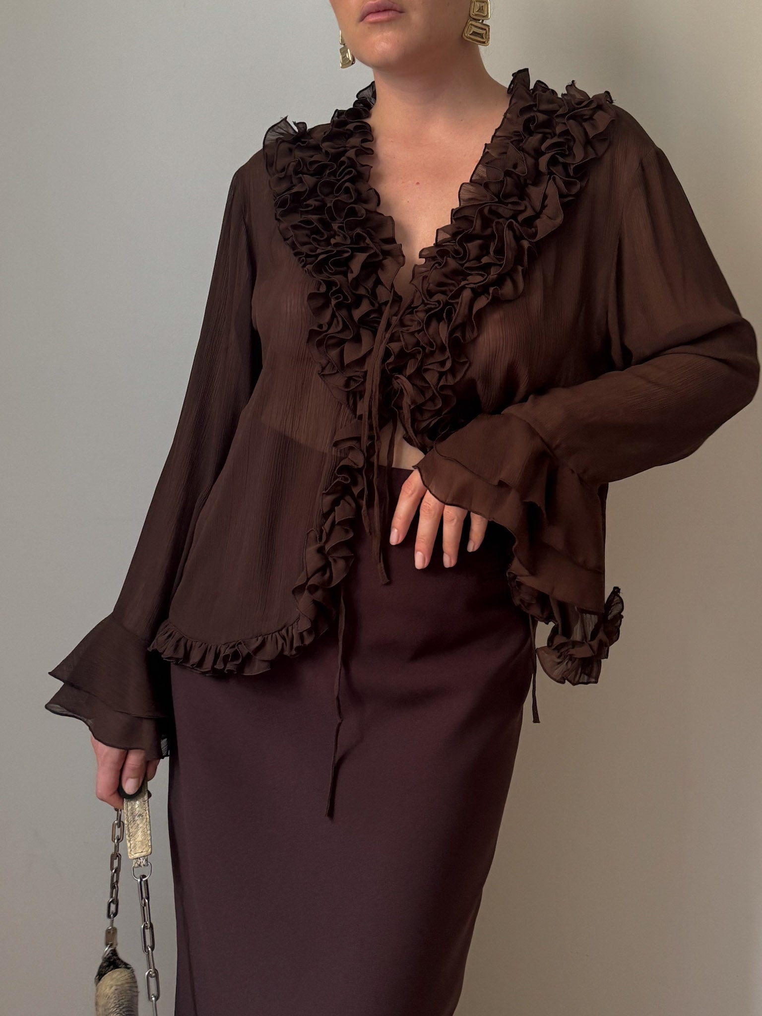 Silk ad viscose chocolate blouse