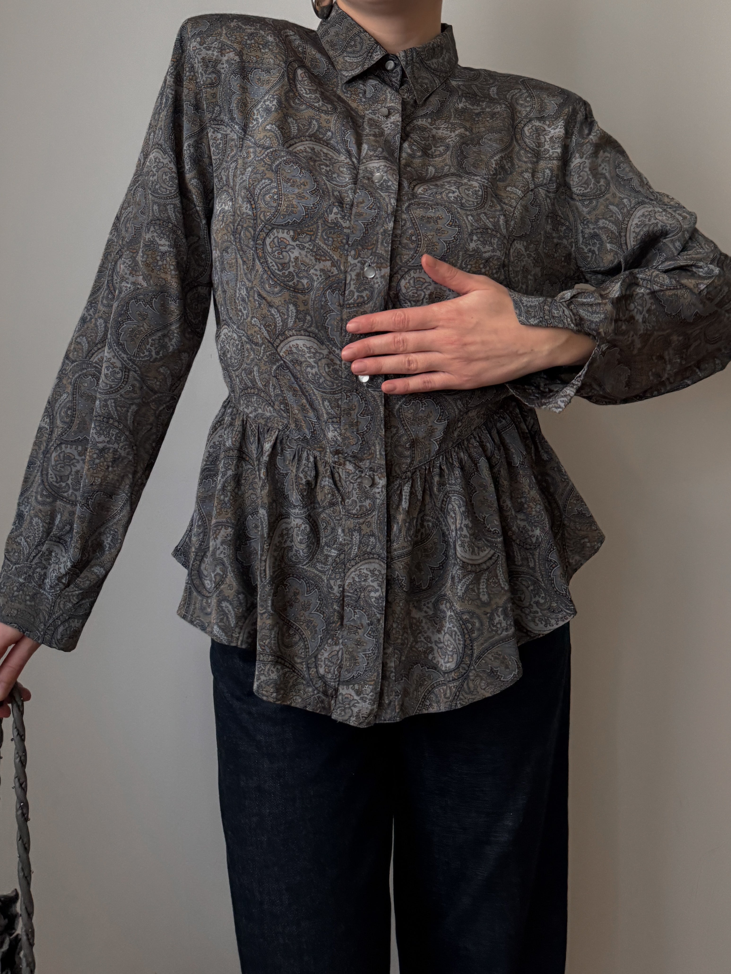 Pure viscose grey blouse