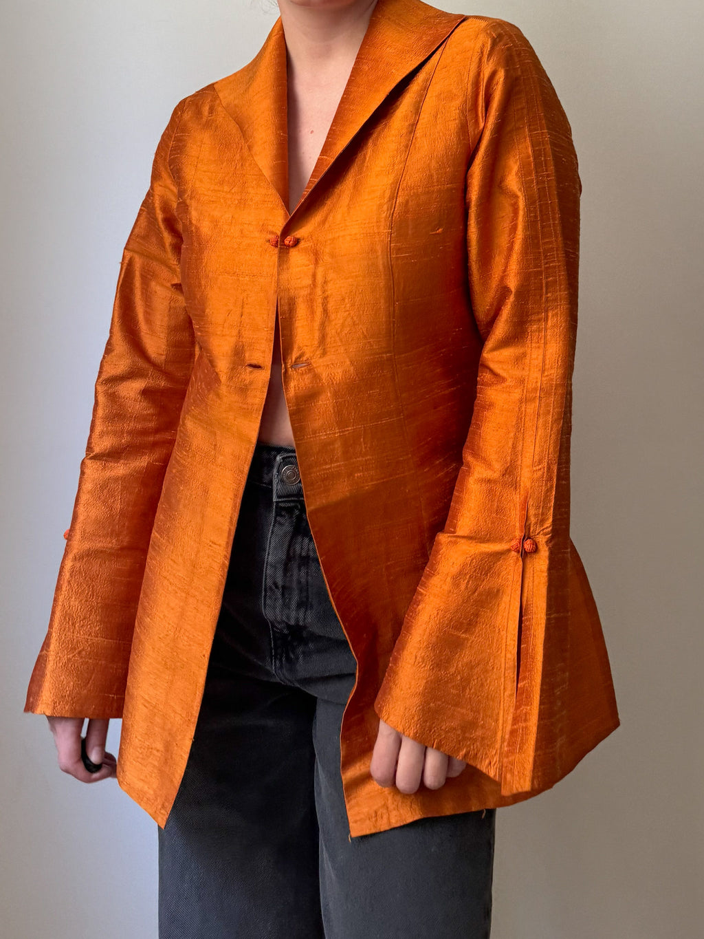 Shantung silk orange blouse