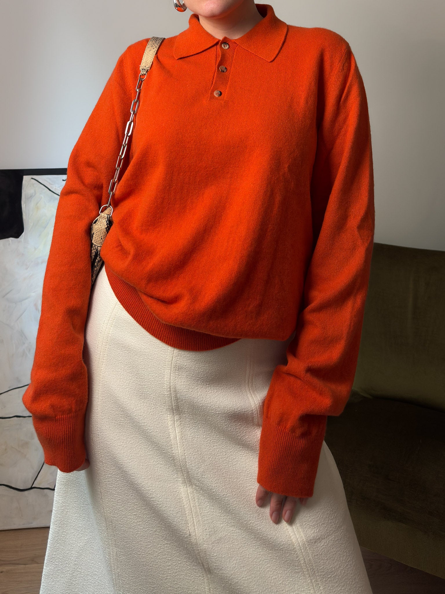 Pure cashmere orange pull