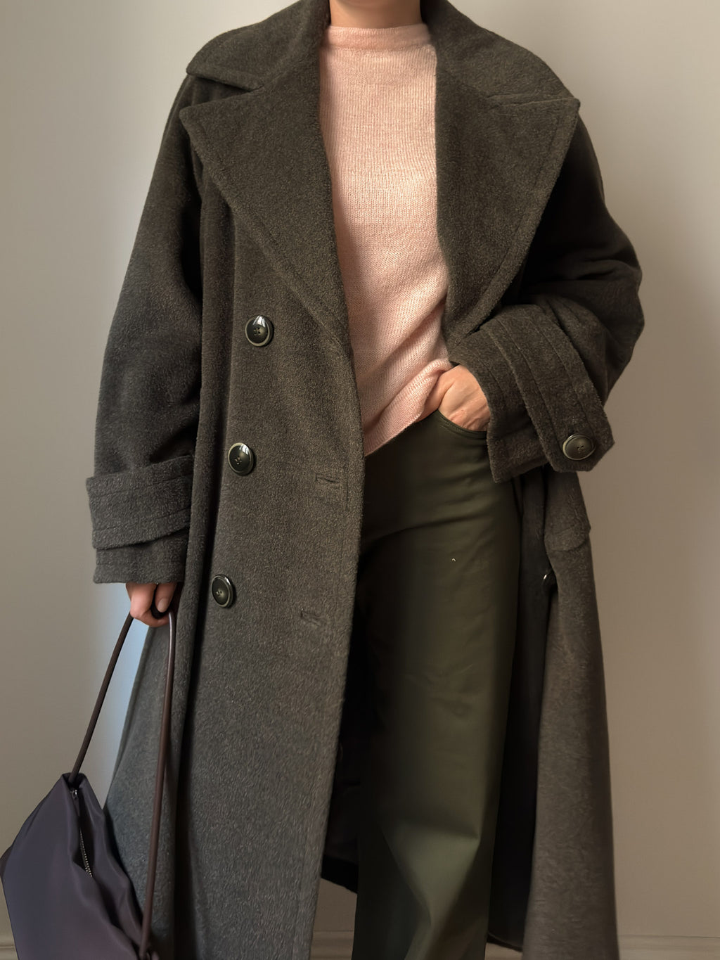 Wool and mohair olive coat