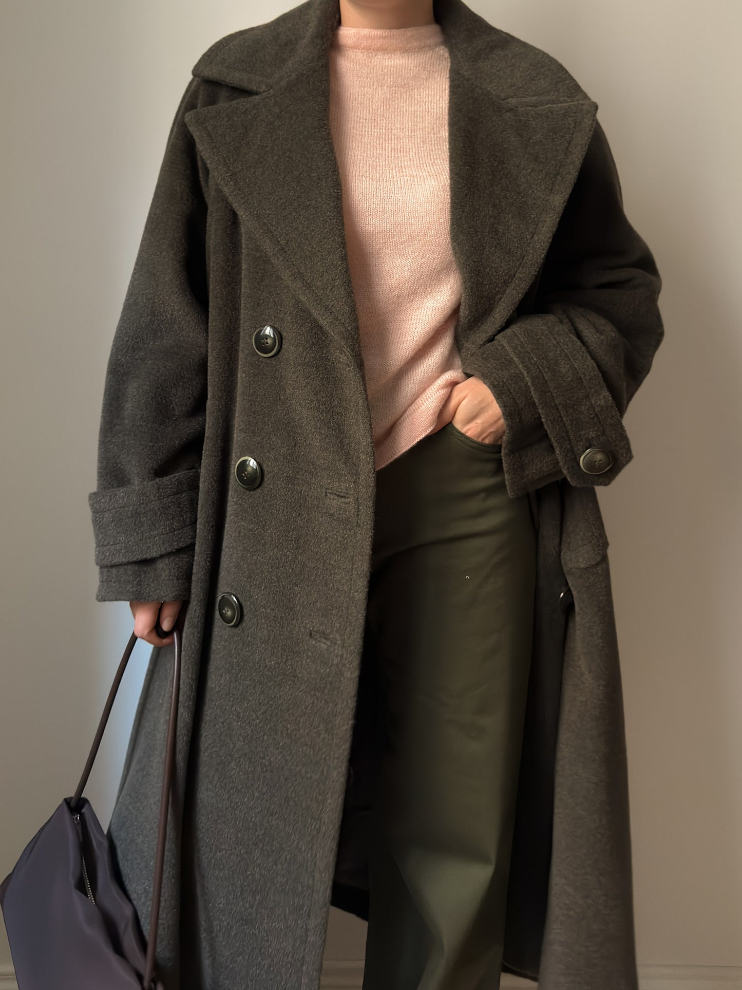 Wool and mohair olive coat