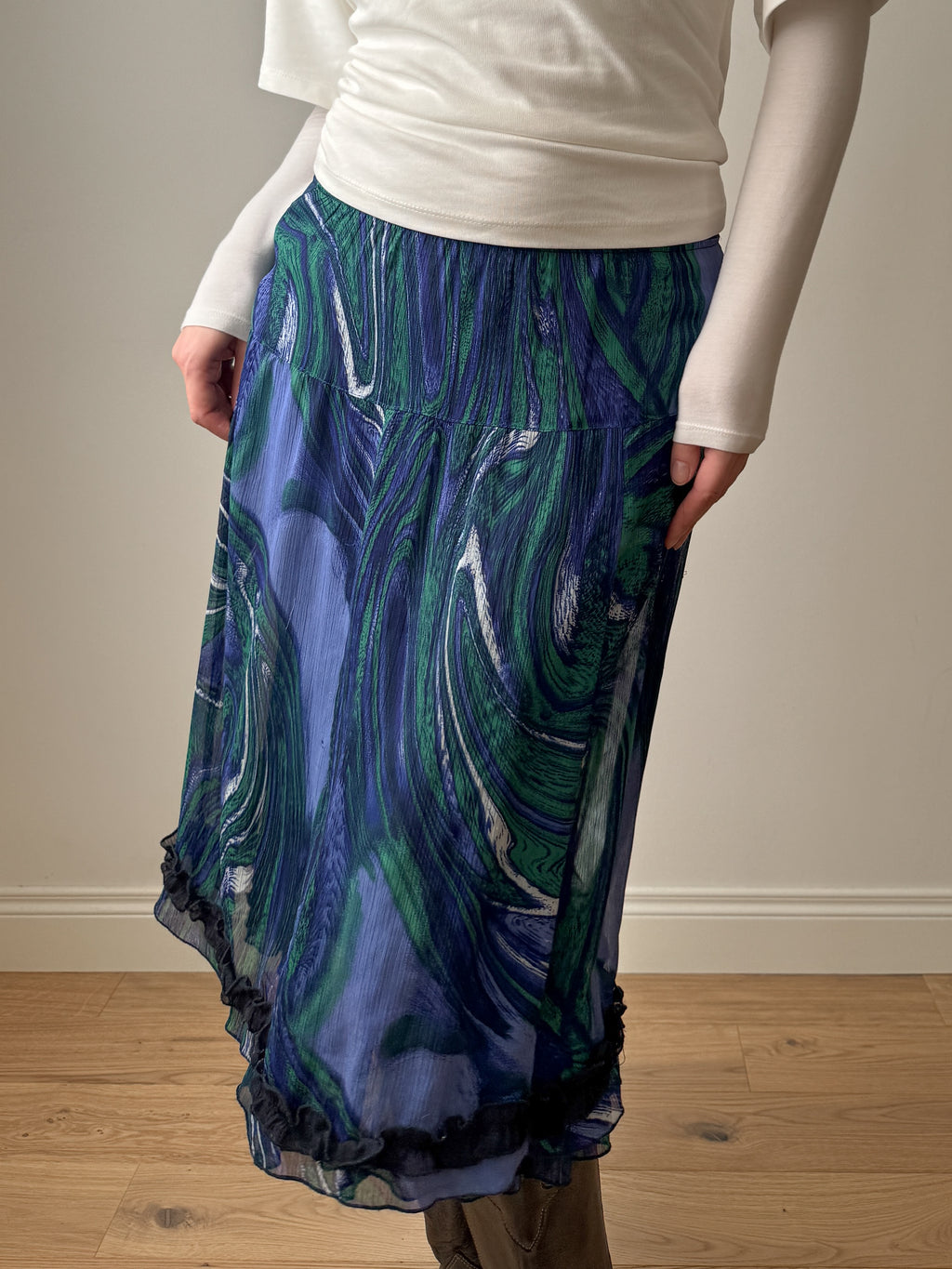Pure viscose printed skirt