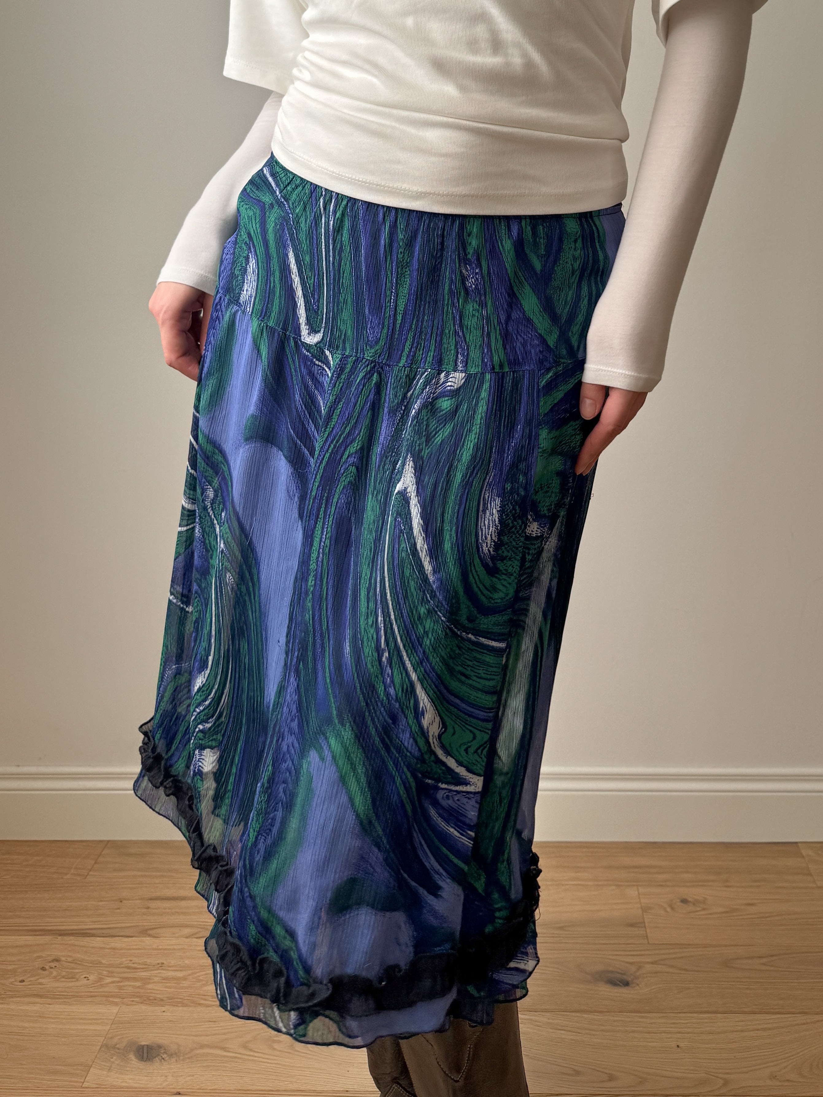 Pure viscose printed skirt