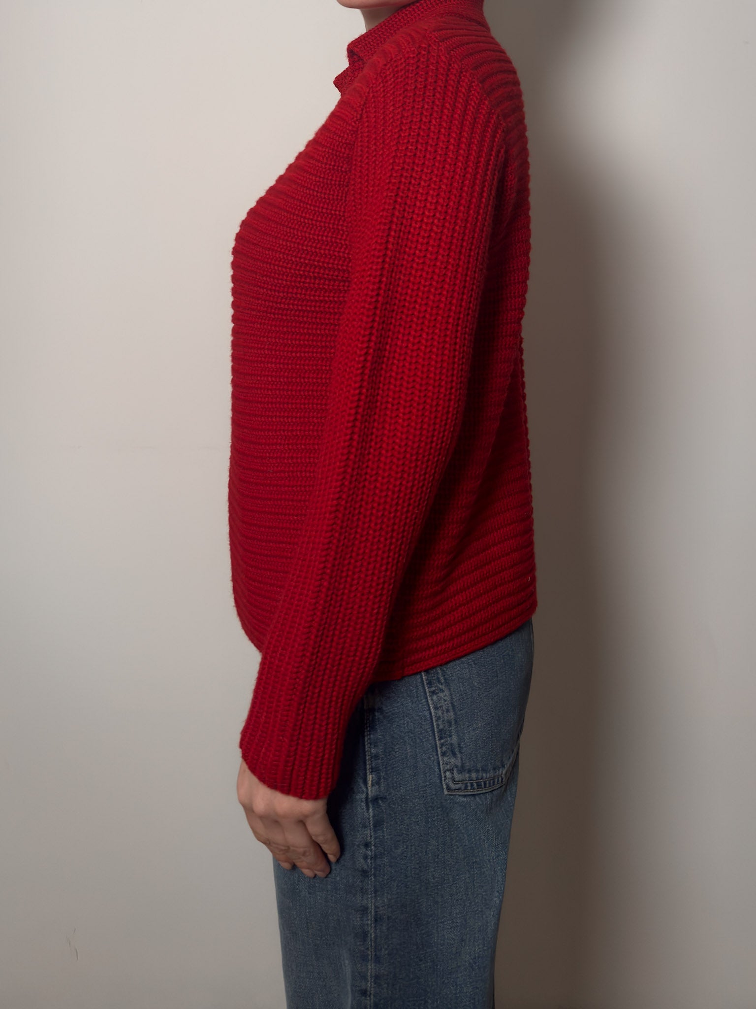 Wool blend red cardigan