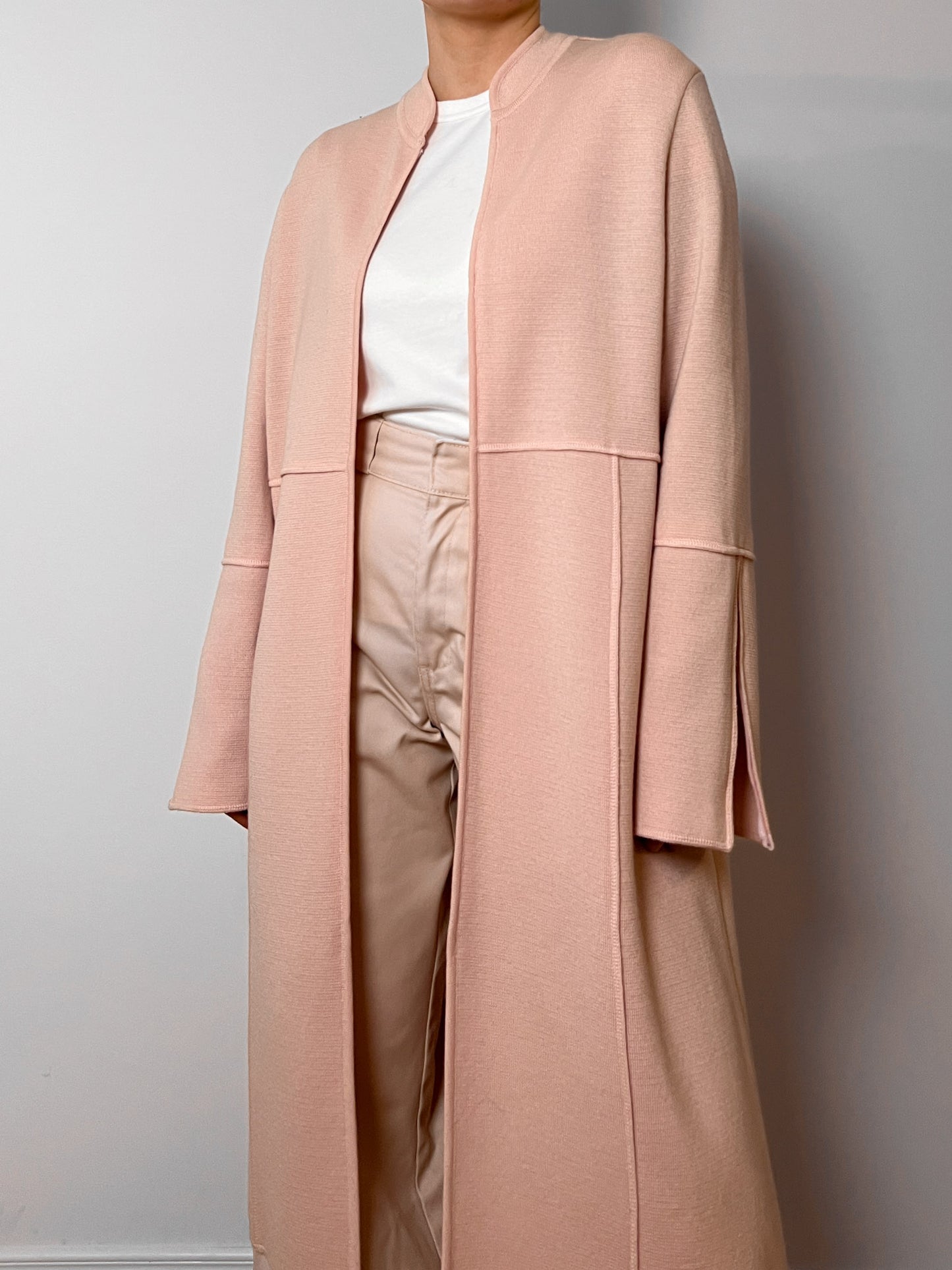 Pure wool pink long cardigan