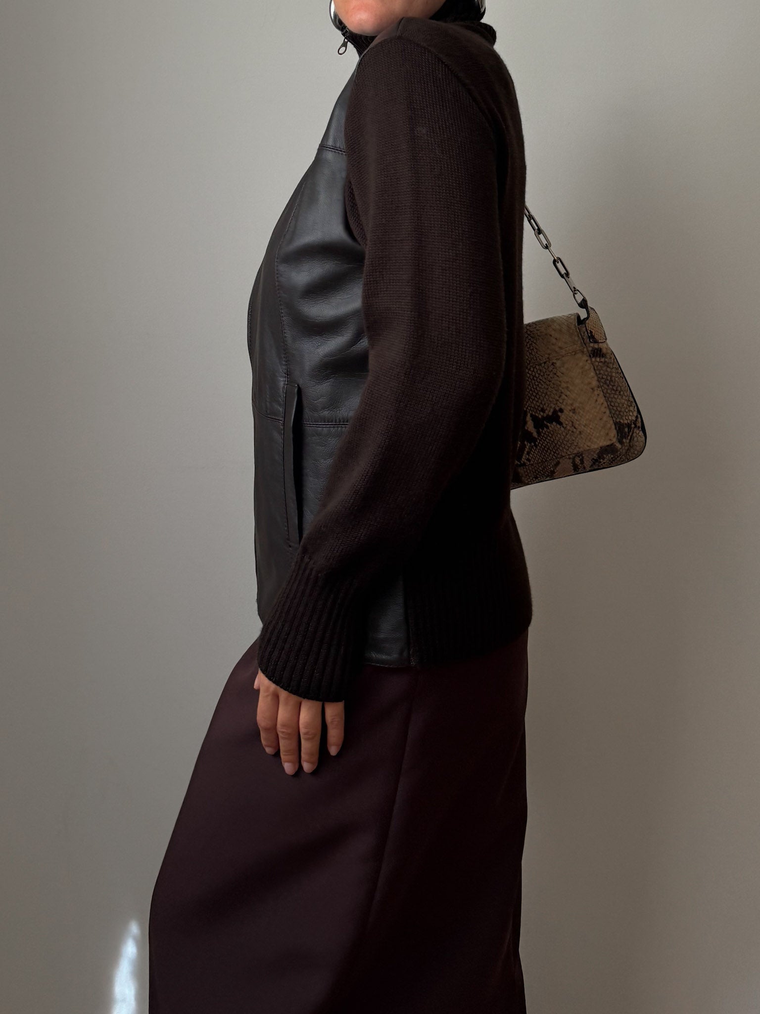 Leather and wool cafè jacket