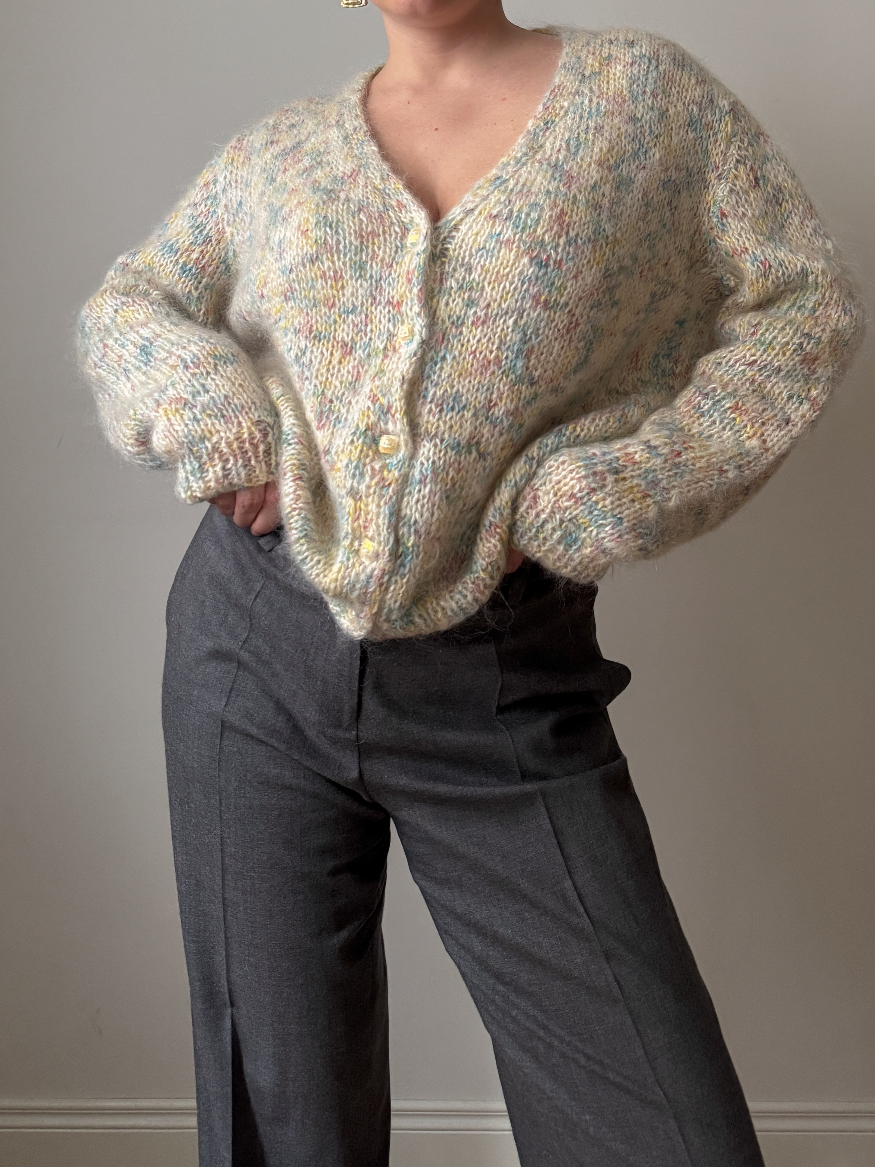 Pure wool embroidered cardigan