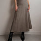 Pure virgin wool taupe long skirt