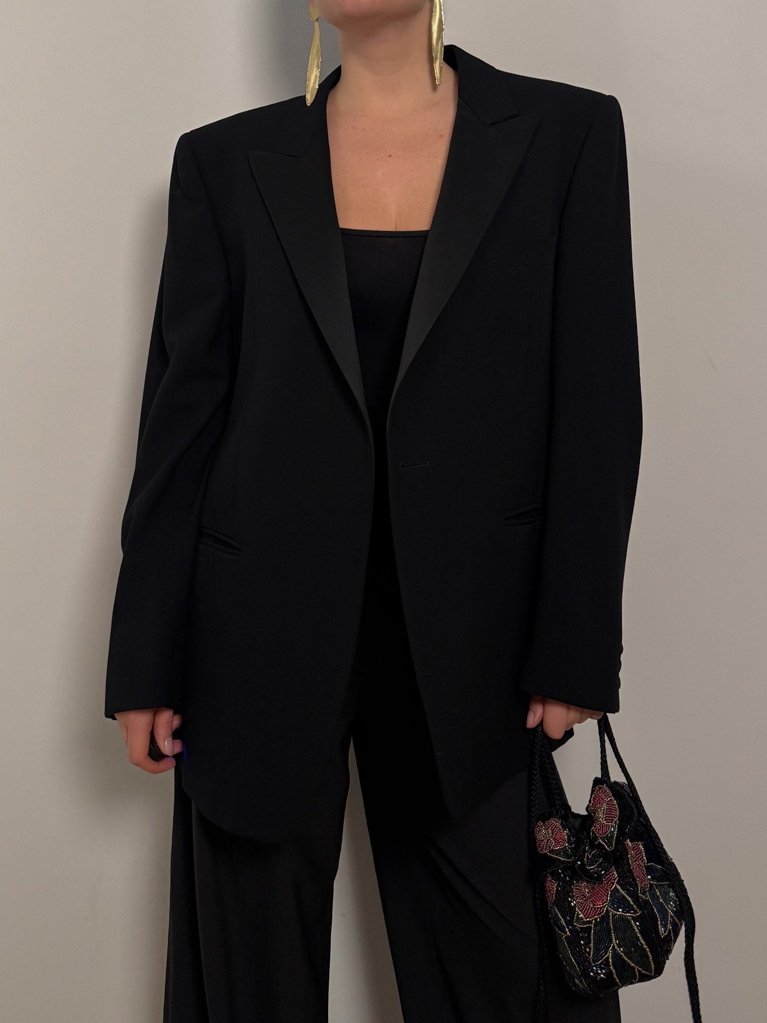 Merino wool and silk black blazer