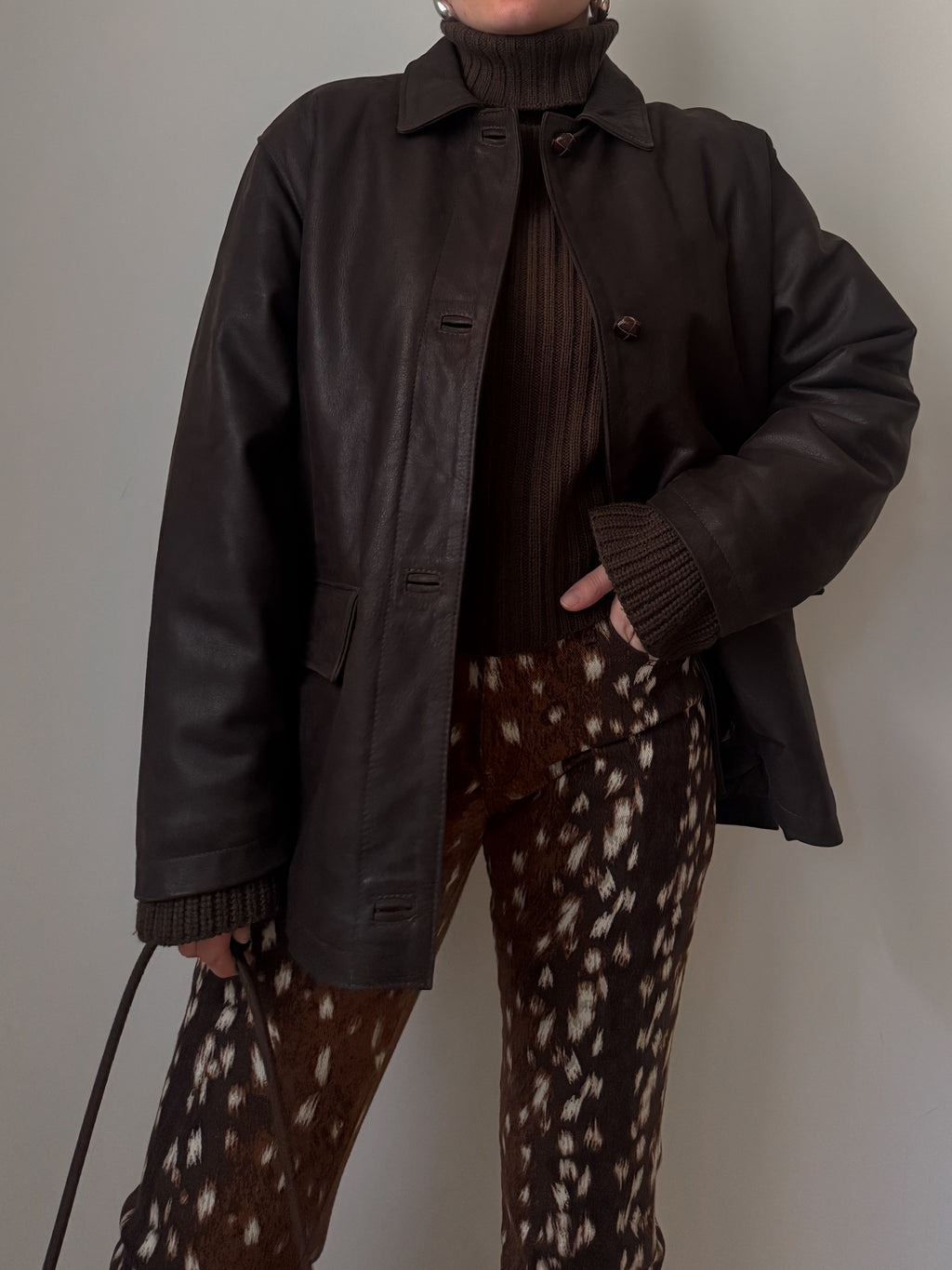 Real leather chocolate jacket