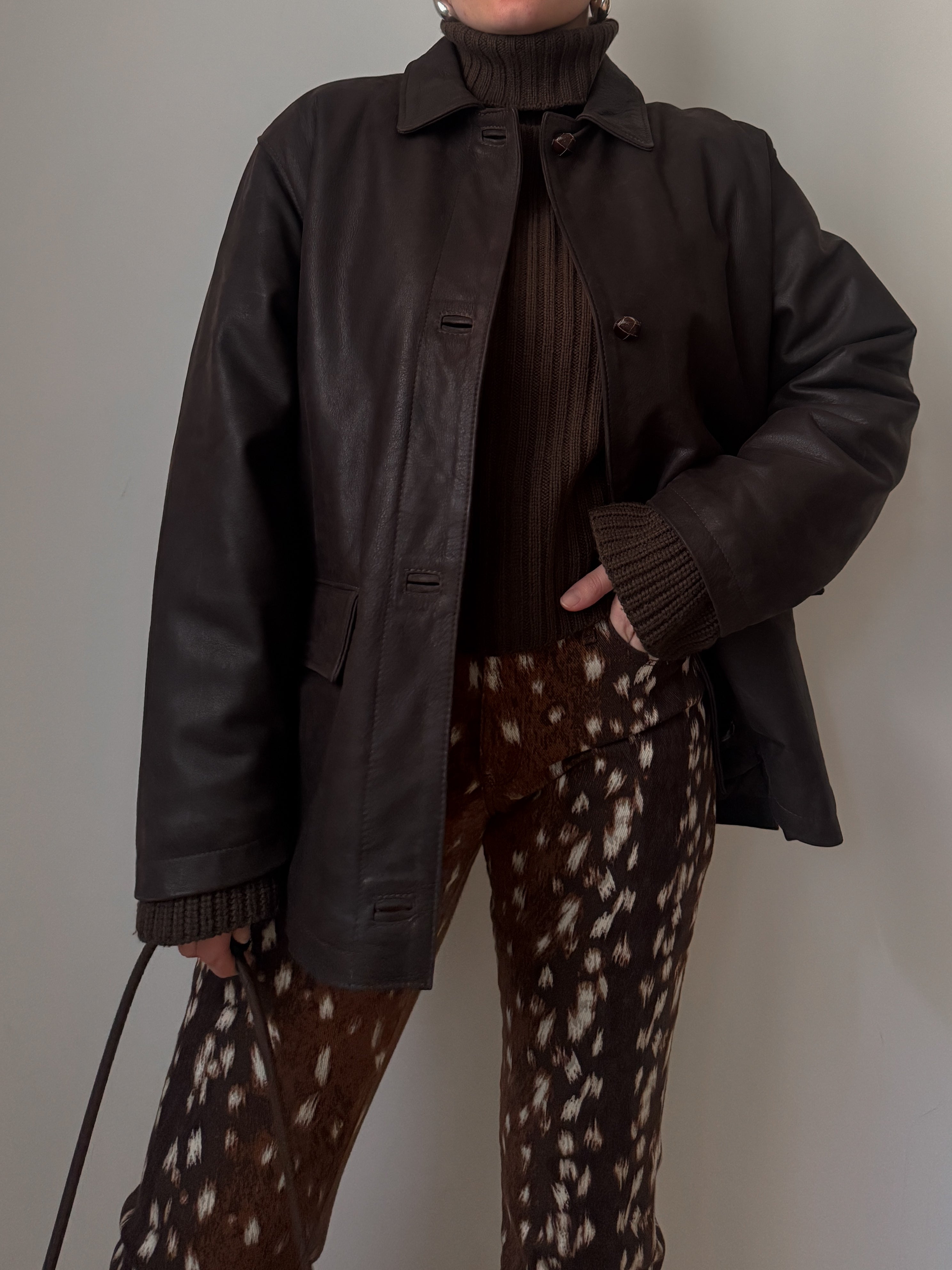 Real leather chocolate jacket