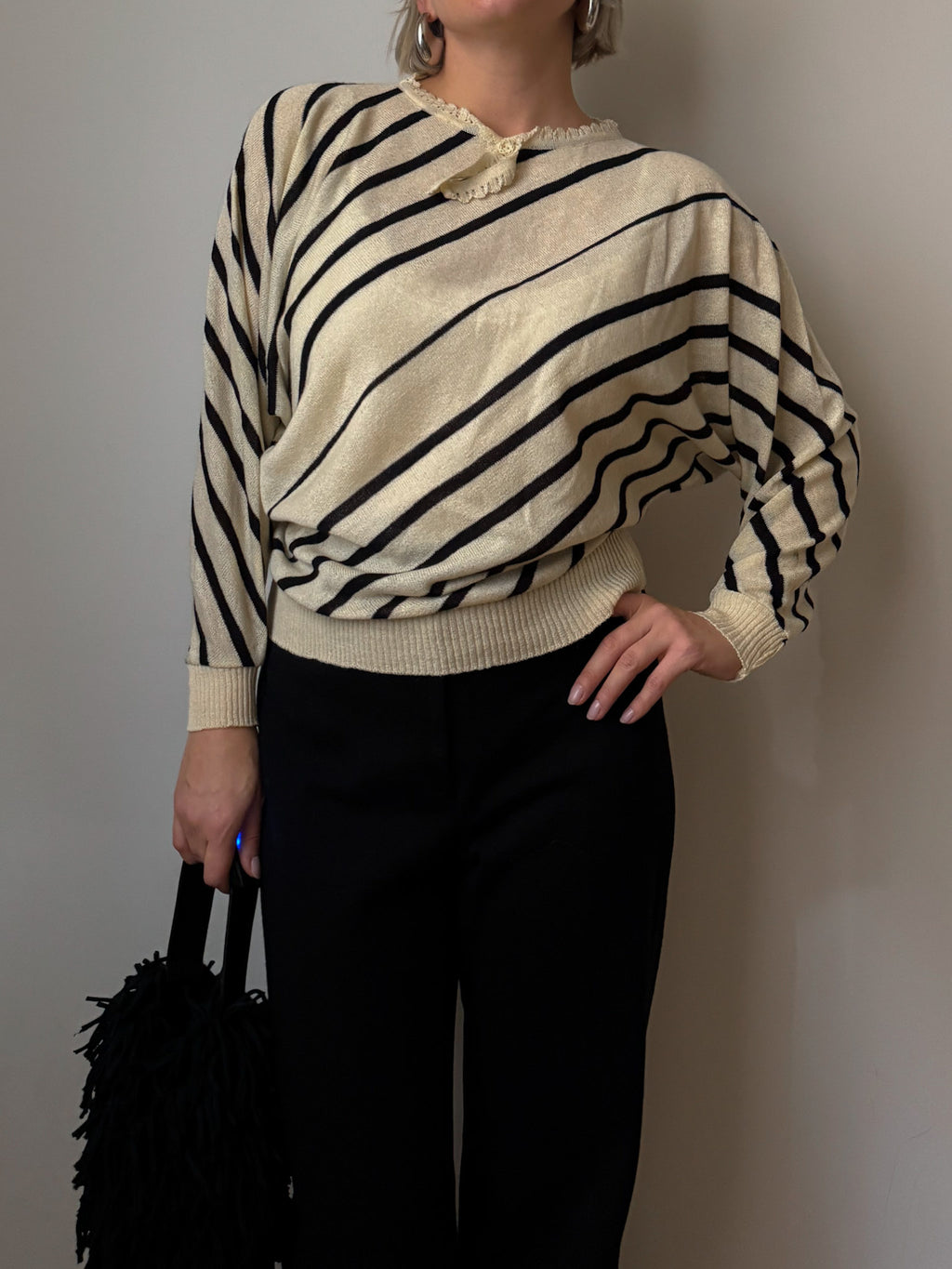 Black and white striped top