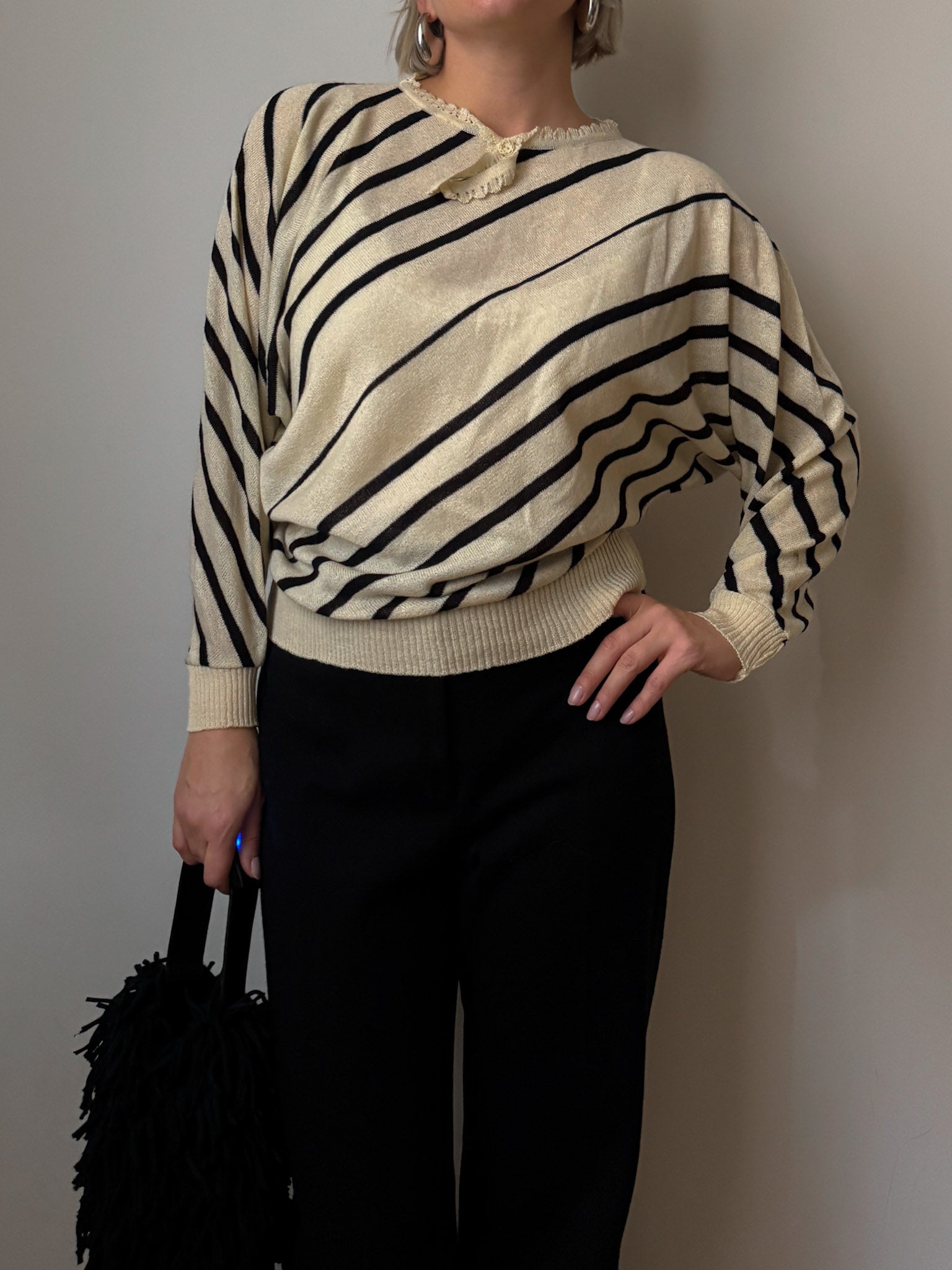Black and white striped top