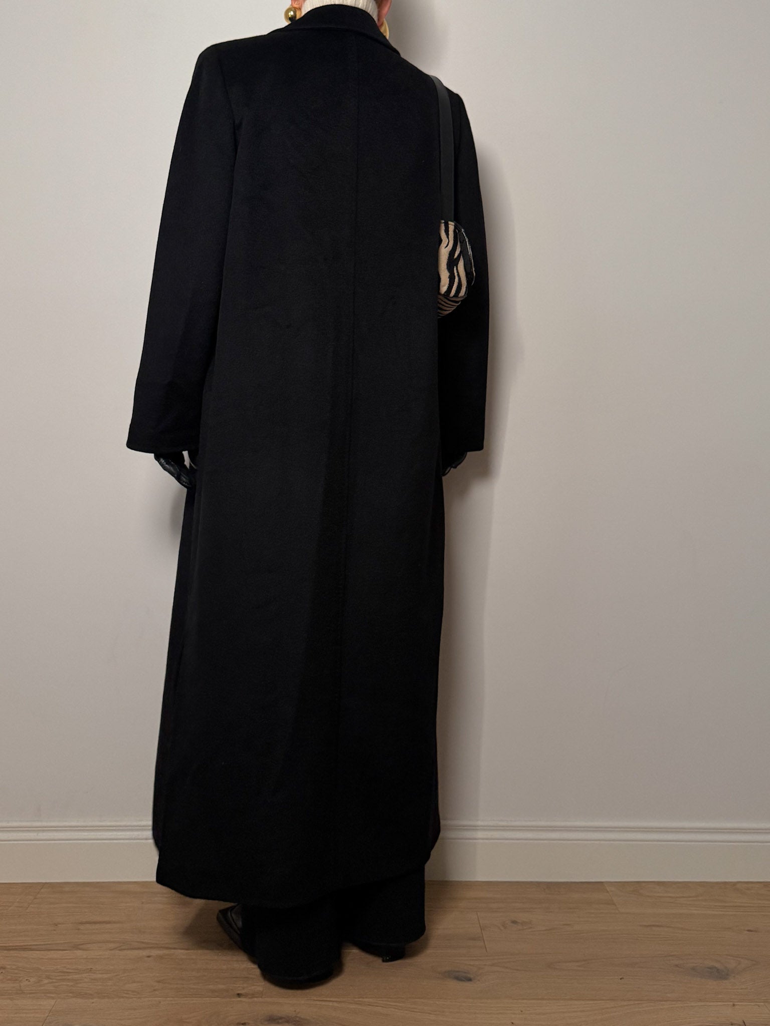 Pure camel hair black long coat