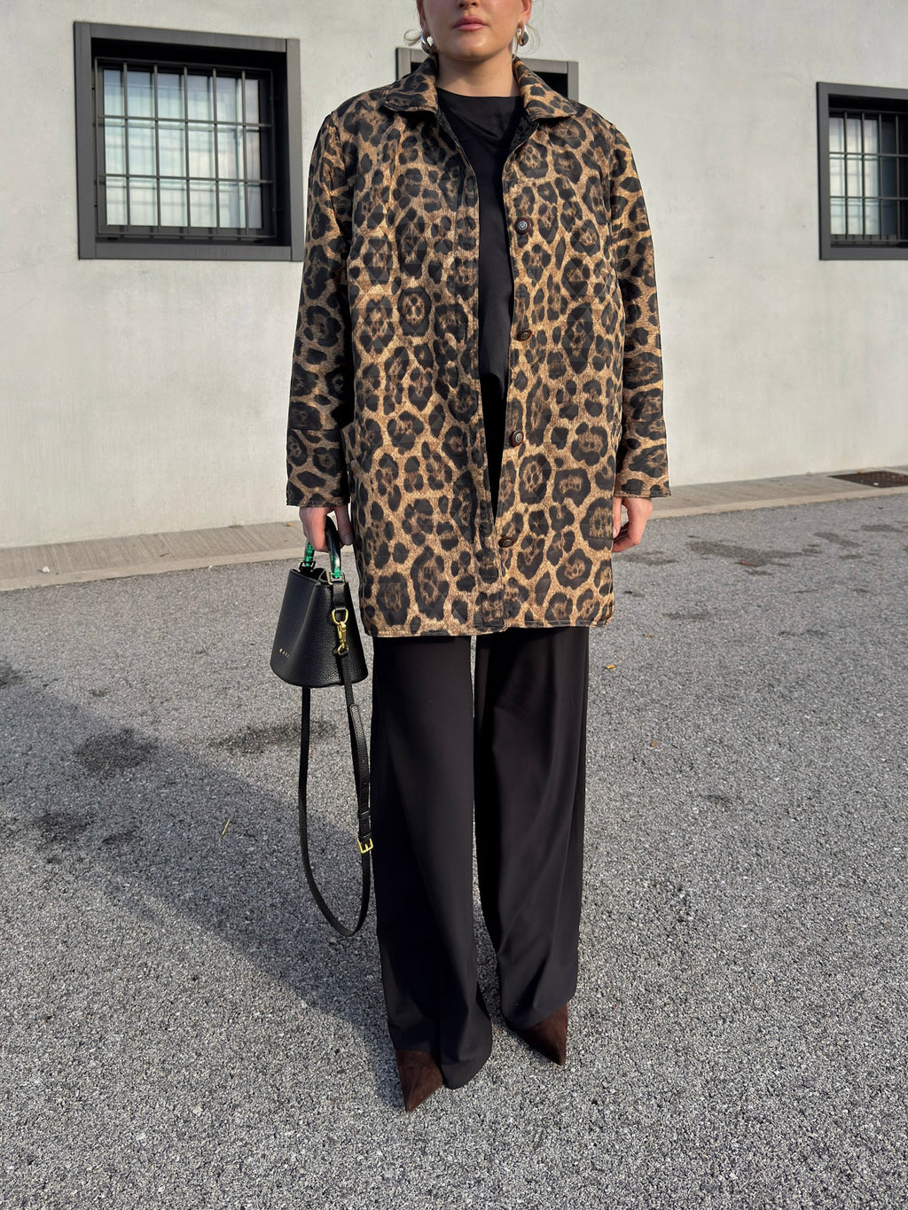 Quilted double face animalier jacket