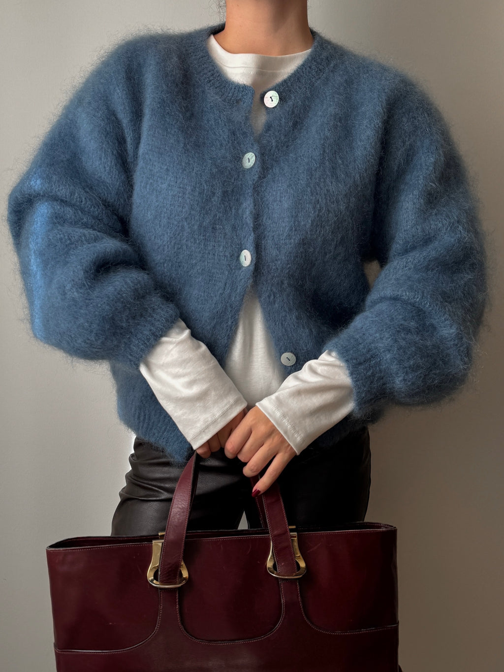 Cardigan in kid mohair - Denim