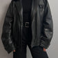 Real leather black aviator jacket