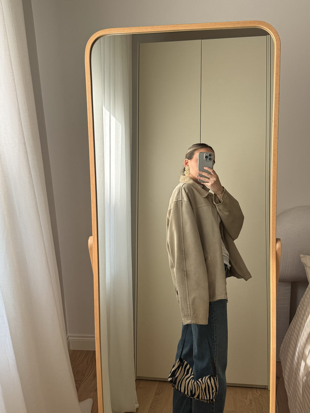 Real suede sand jacket