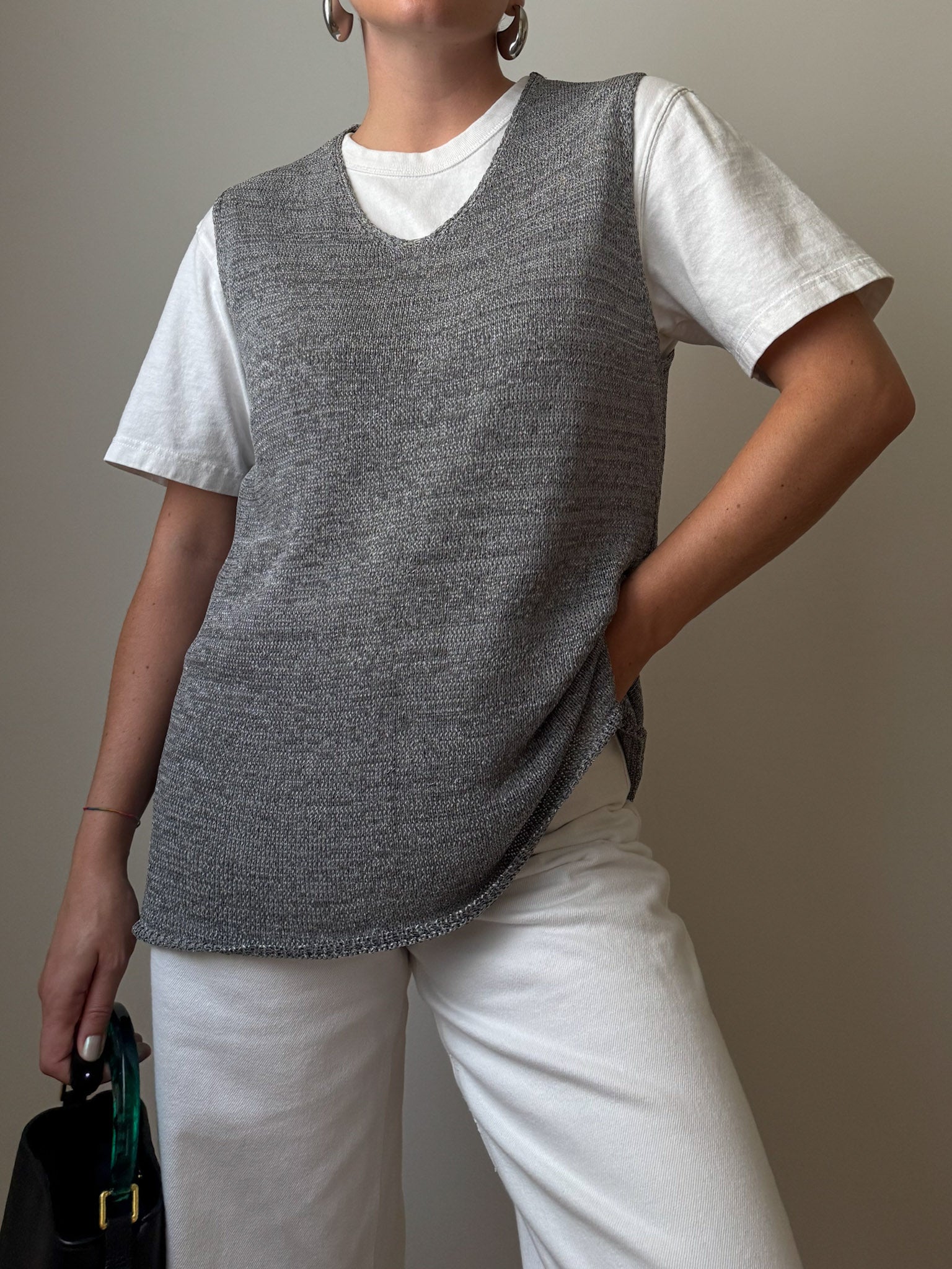 Viscose and cotton grey vest