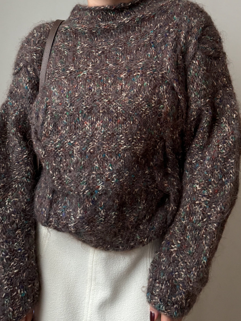 Pure wool embroidered melange pull