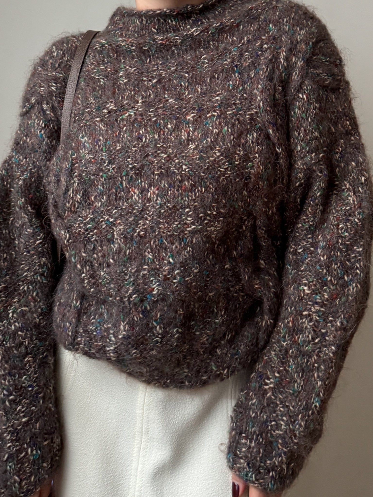 Pure wool embroidered melange pull