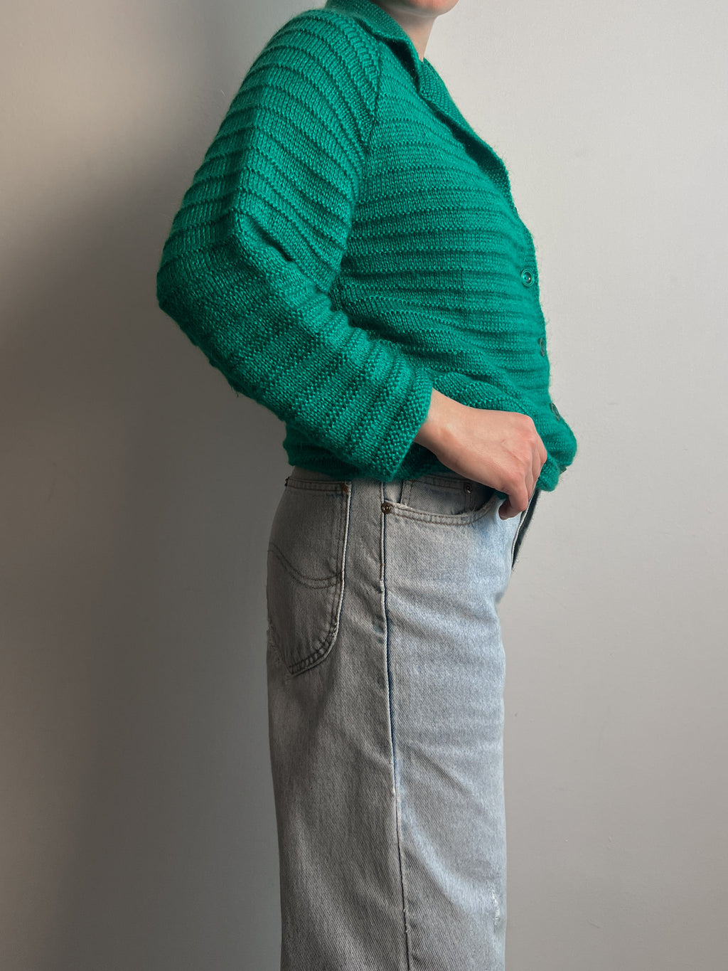 Wool and mohair green cardigan