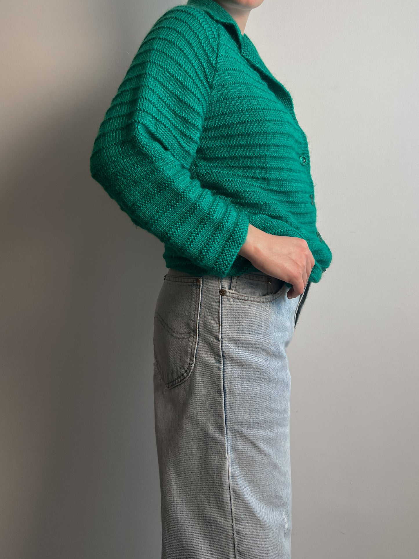 Wool and mohair green cardigan