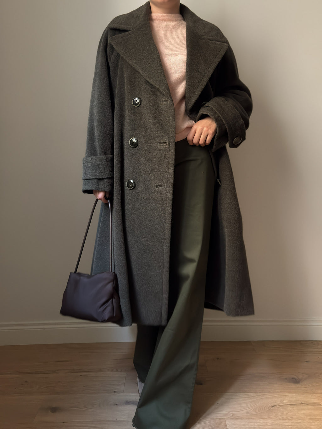Wool and mohair olive coat