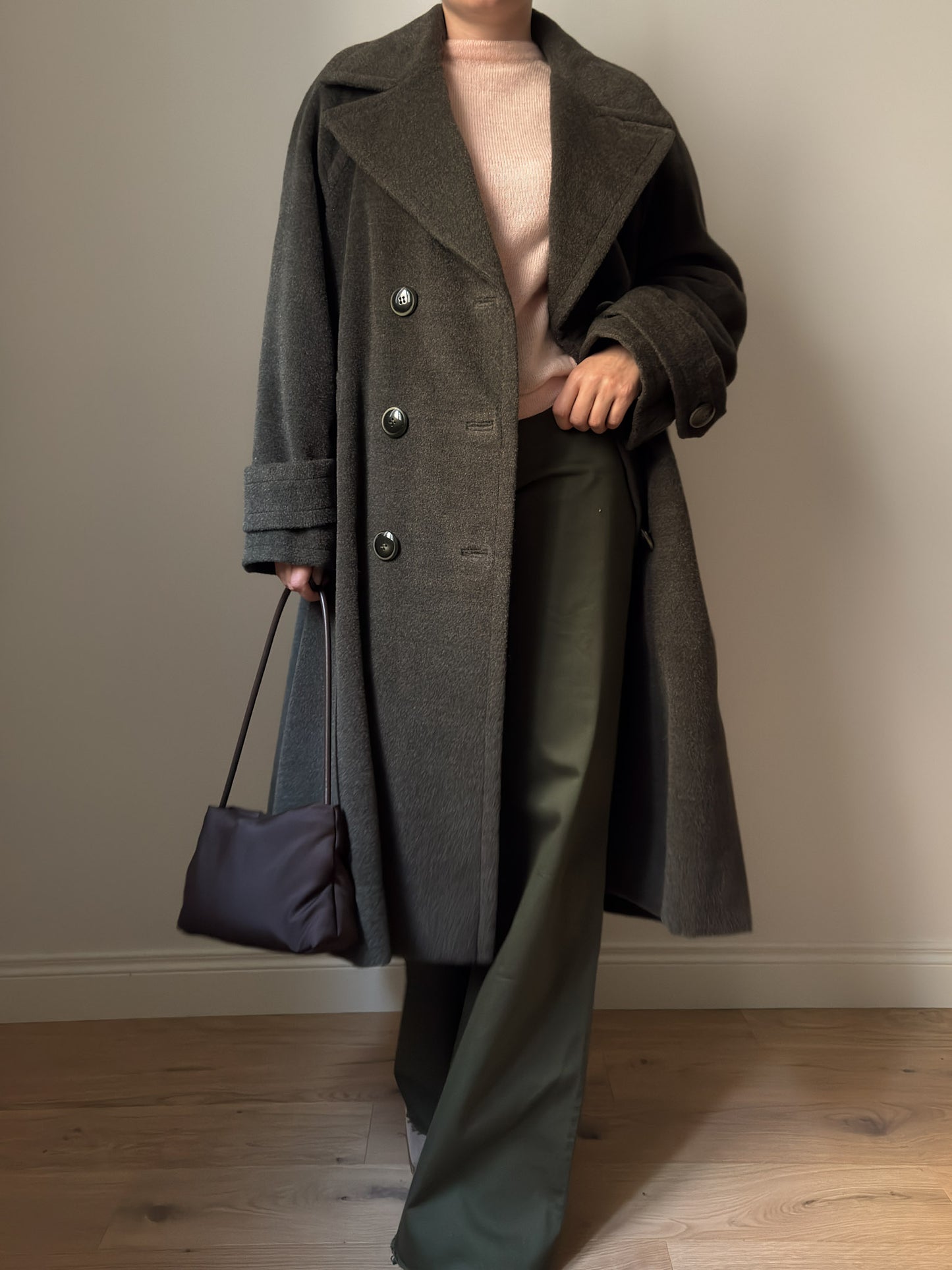 Wool and mohair olive coat