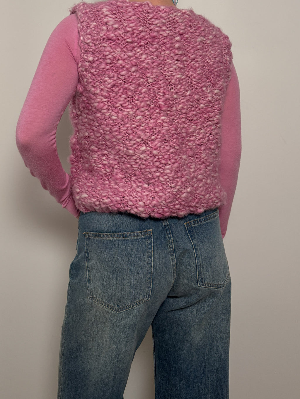 Pure wool embroidered pink top
