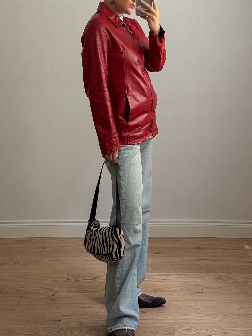 Real leather red jacket