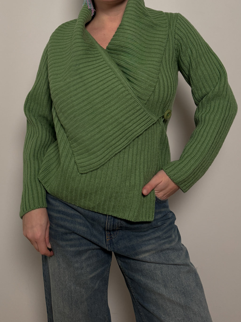 Pure wool green cardigan