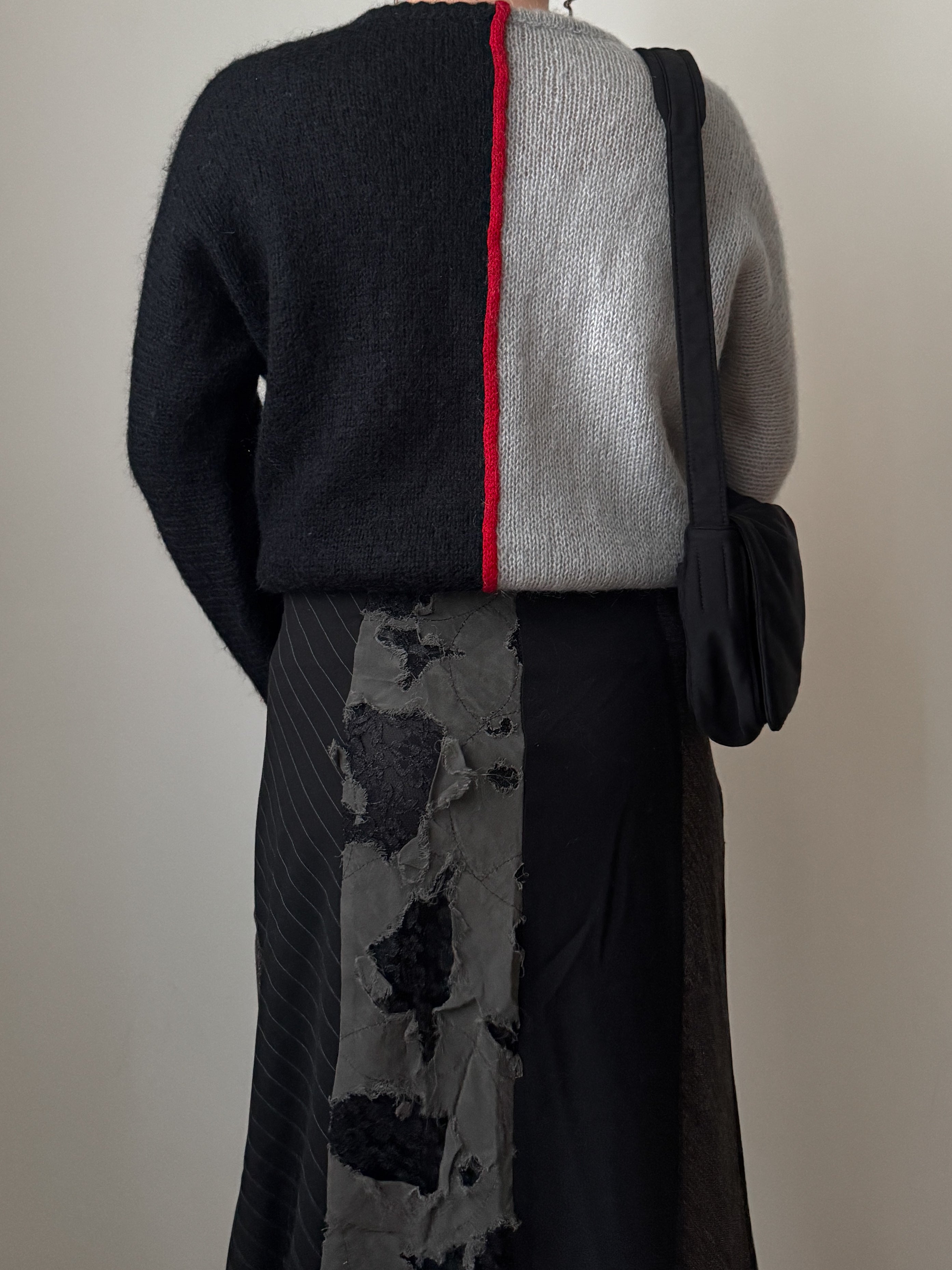 Wool and mohair black and grey pull