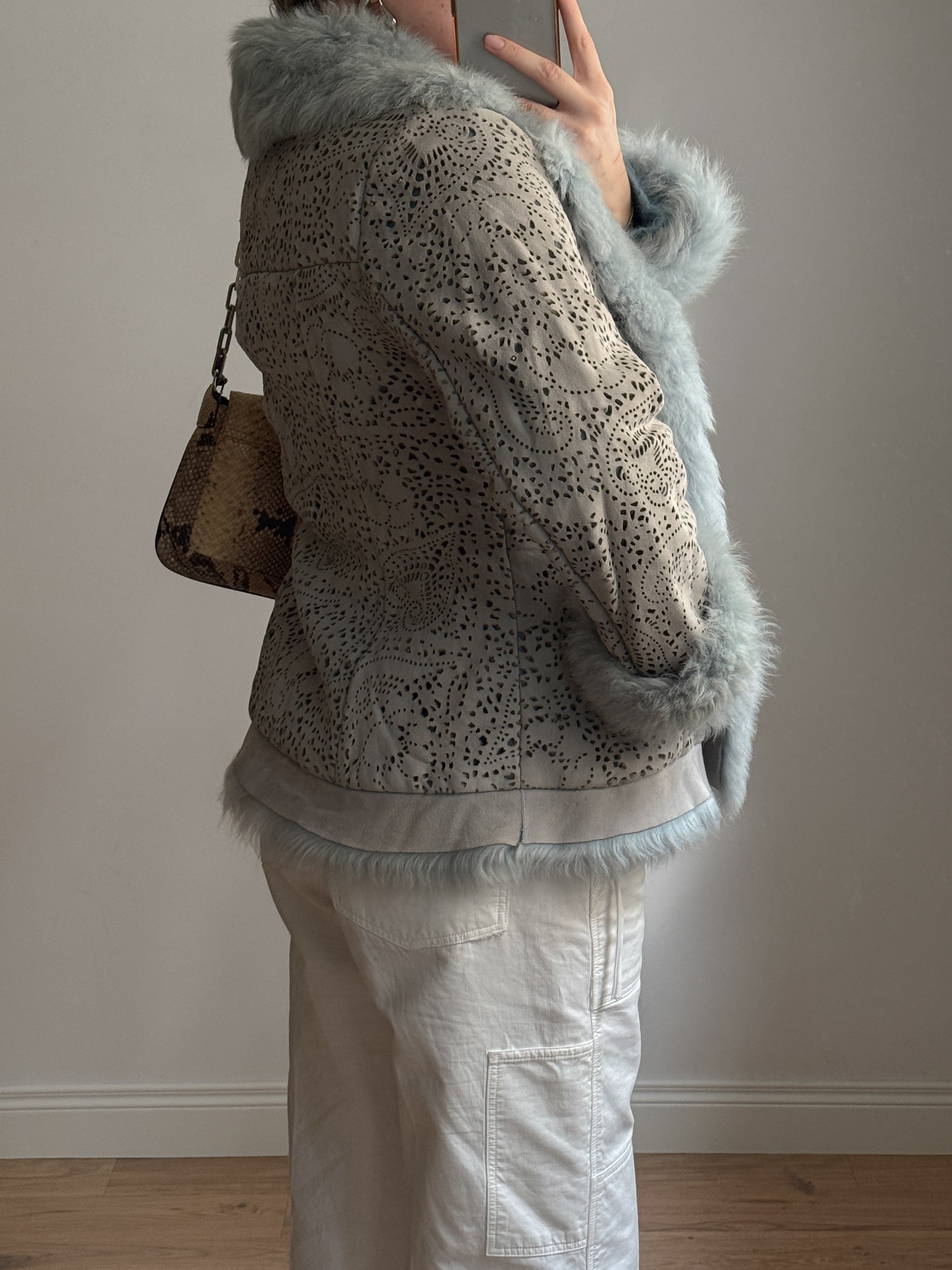Suede and shearling sky jacket