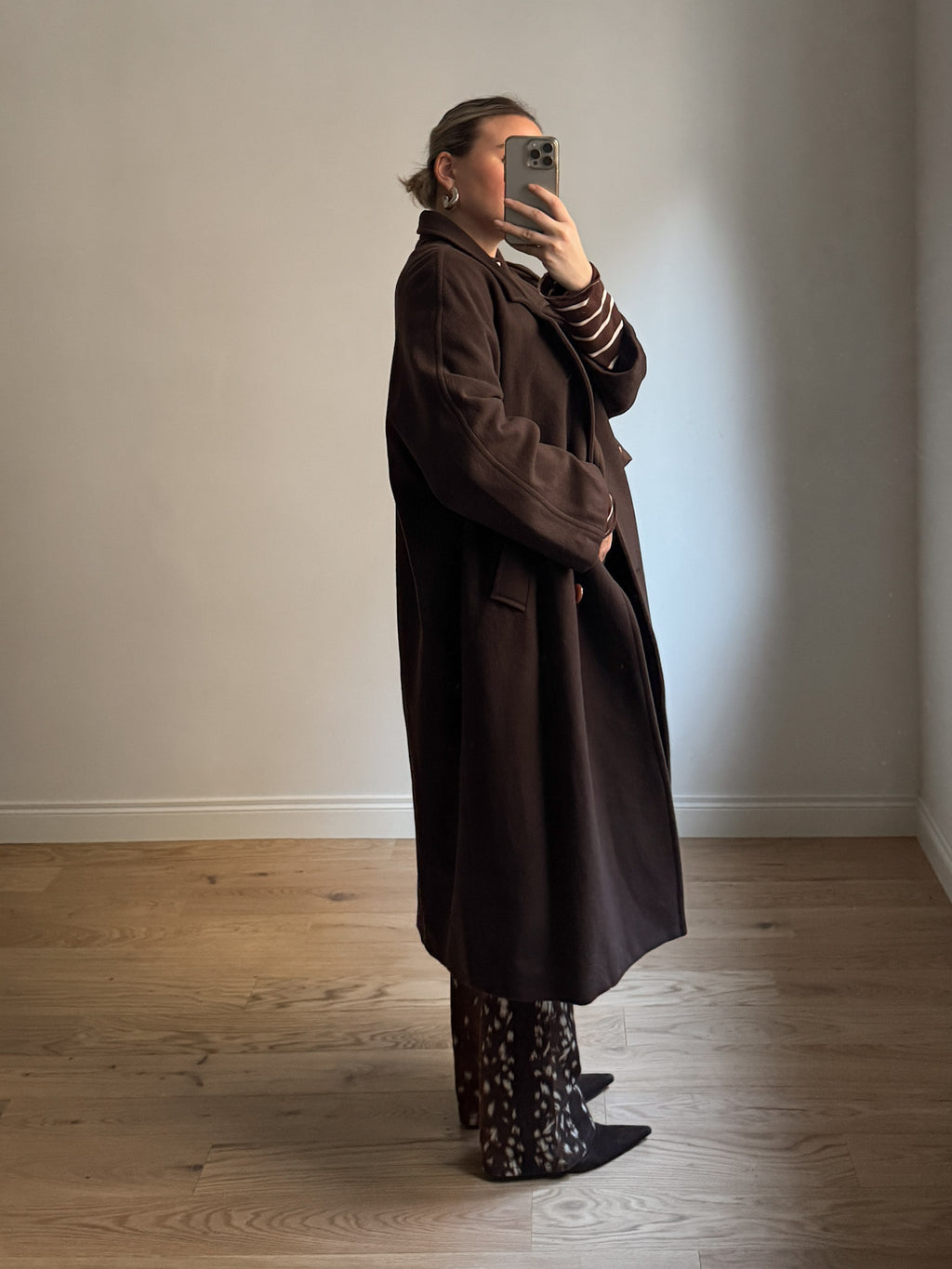 Wool chocolate long coat
