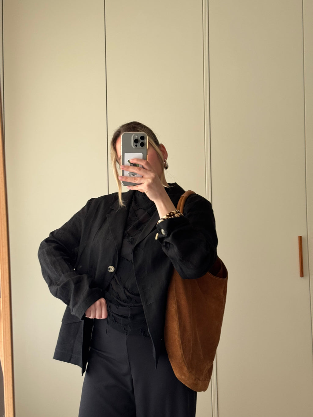 Pure linen black jacket