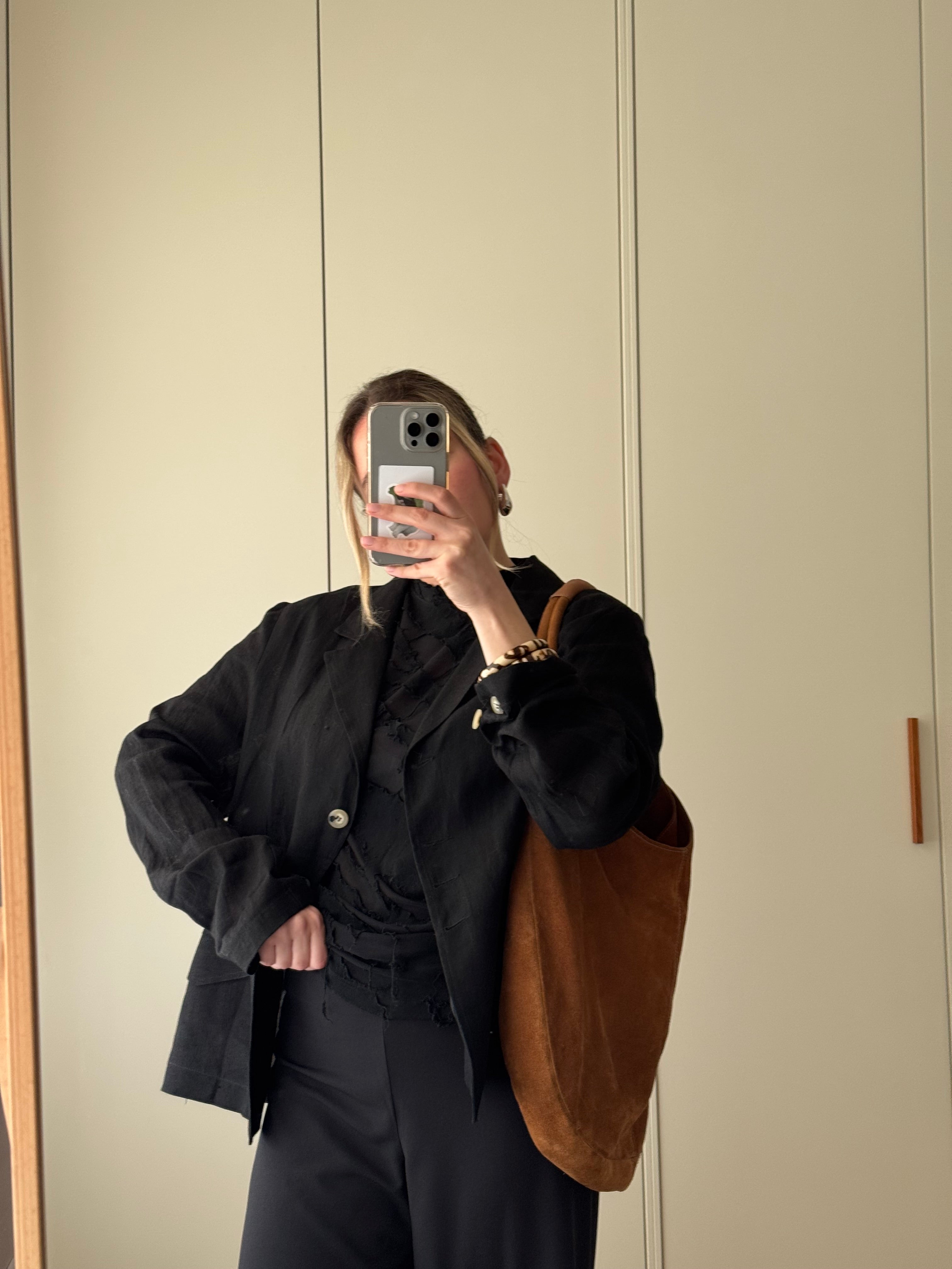 Pure linen black jacket