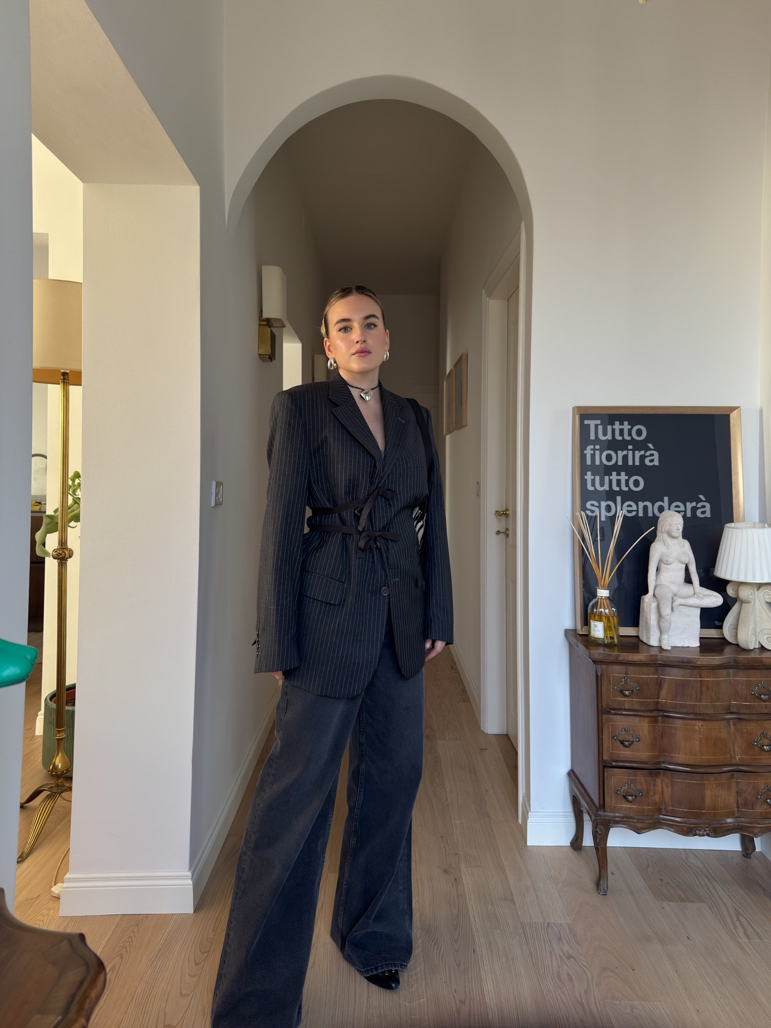 Brando pinestriped anthracite wool