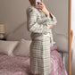 Tweed ivory and sky suit