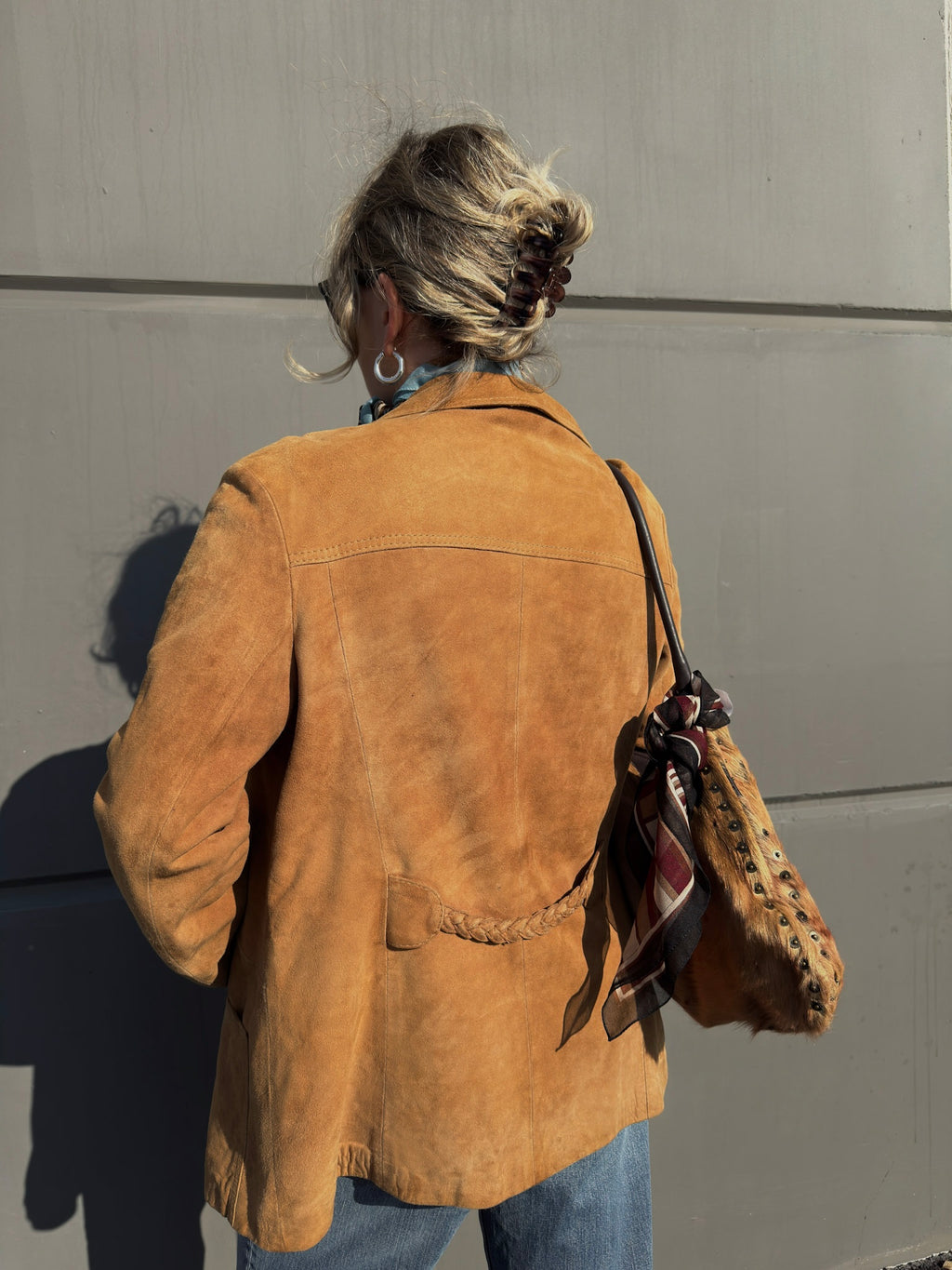 Real suede camel jacket