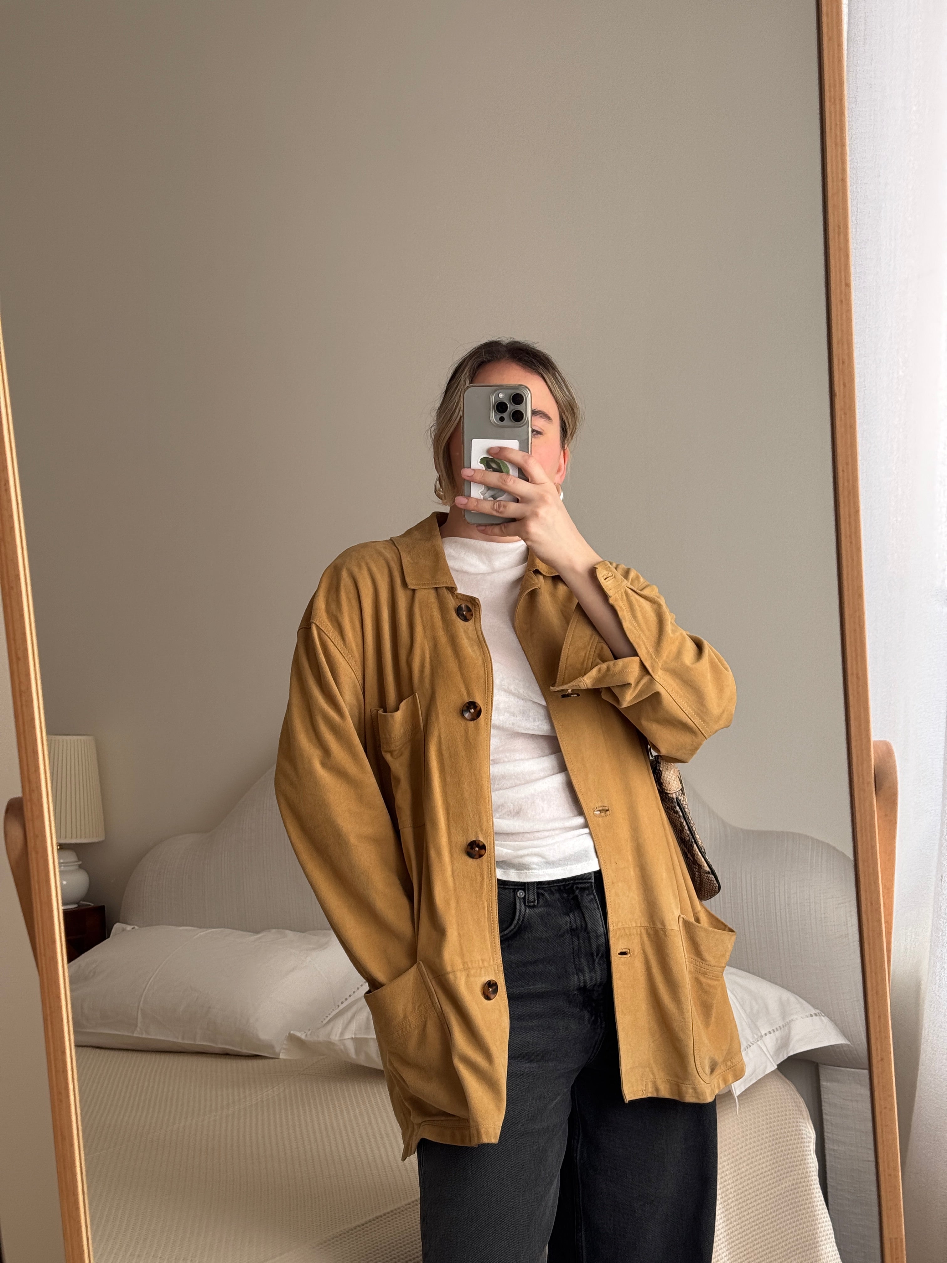 Real suede camel shirt