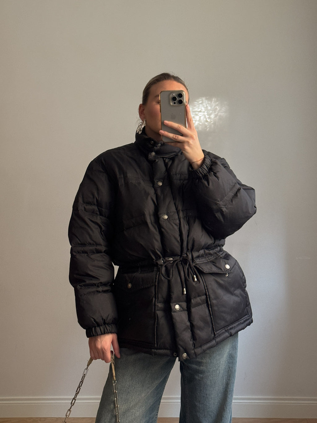 Real down black puffer